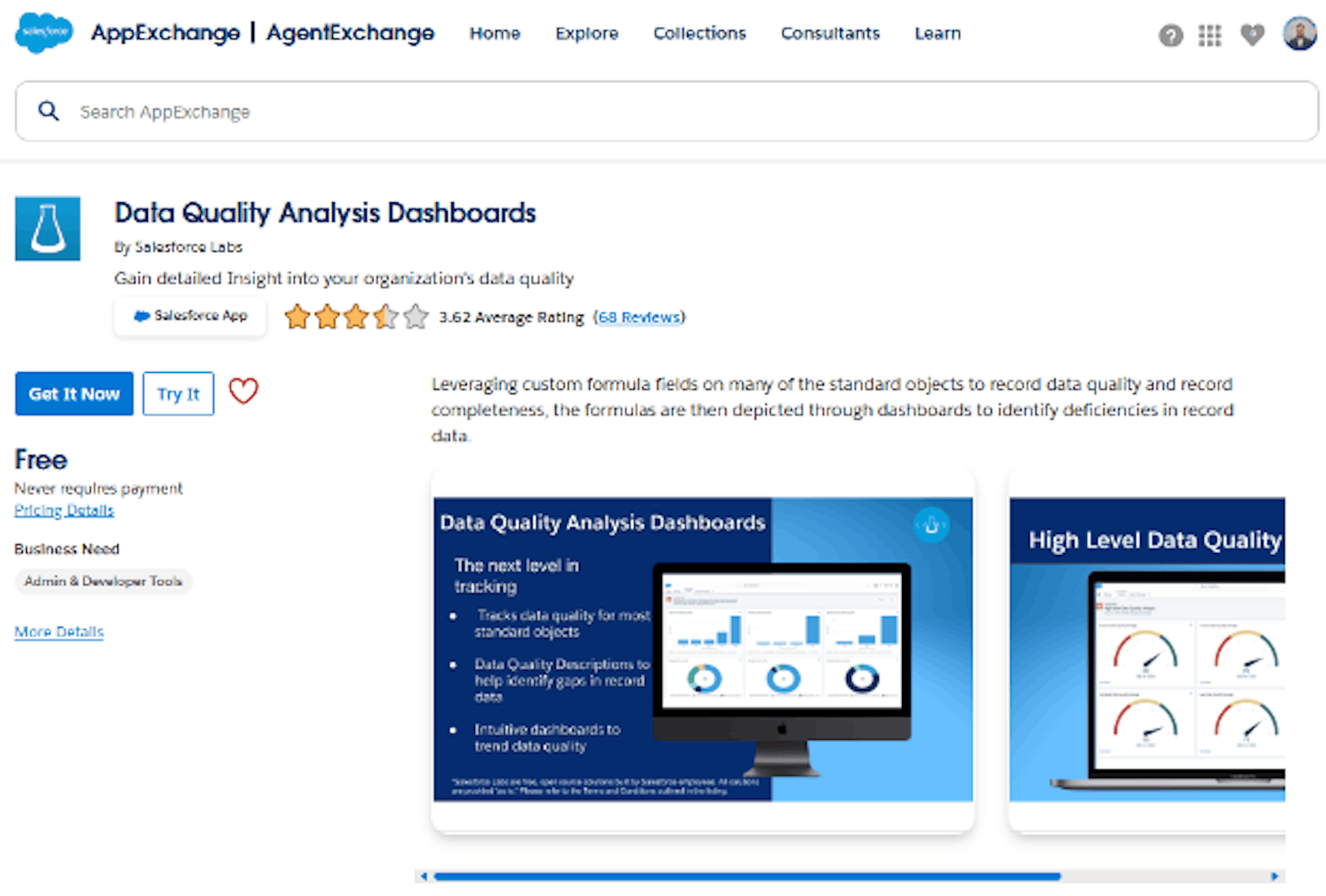Data Quality Analysis Dashboards app on AppExchange