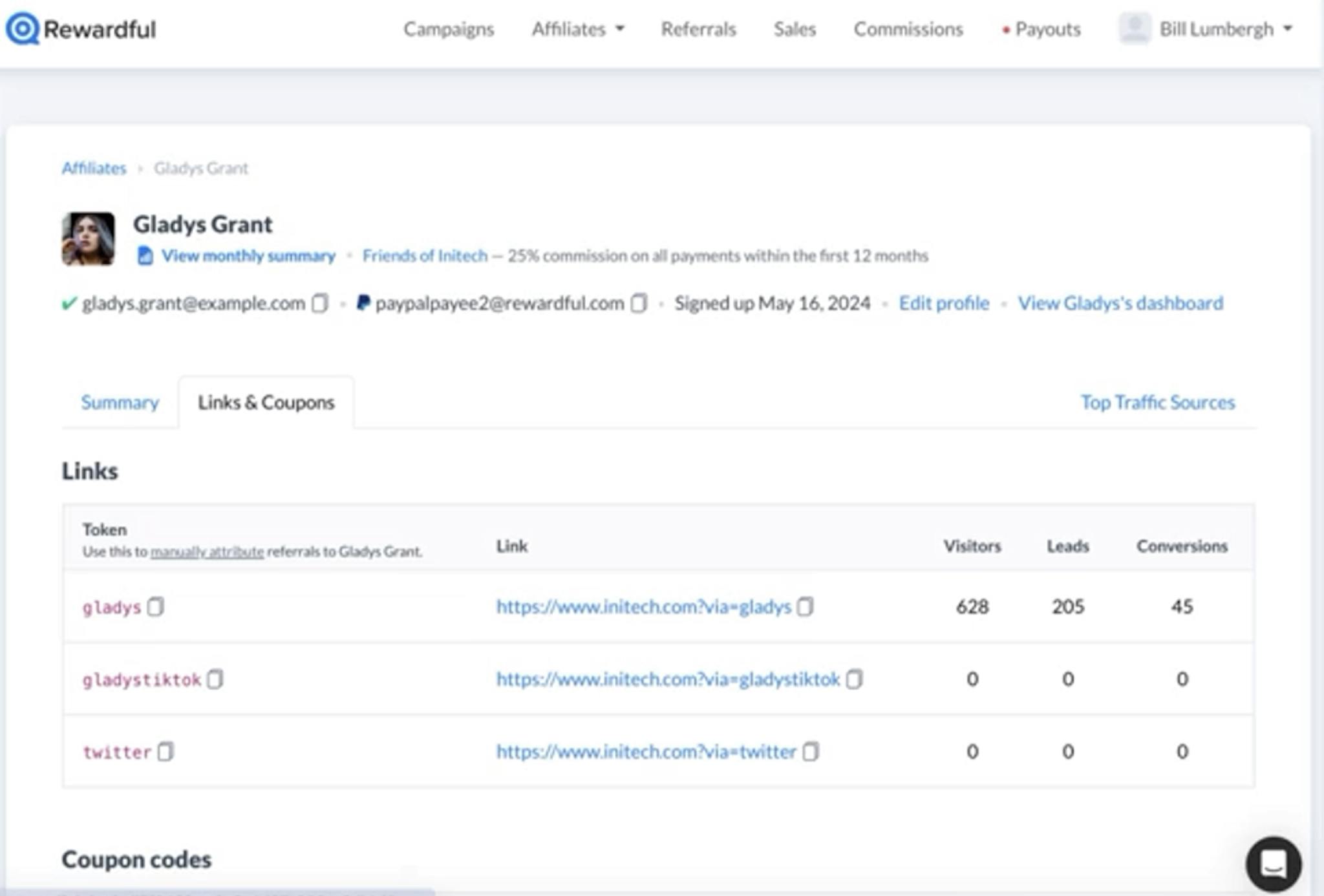 Rewardful affiliate dashboard
