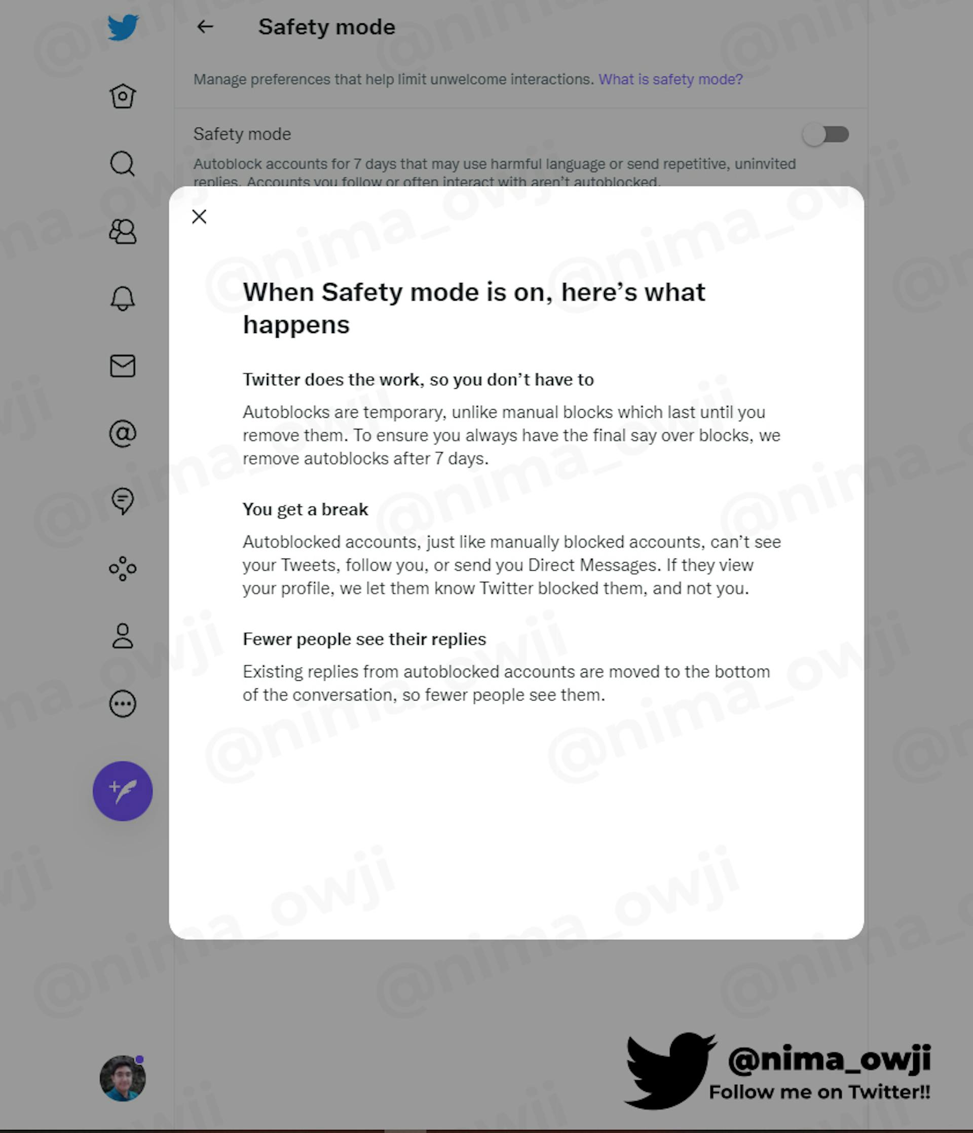 "What is safety mode" page on Twitter.