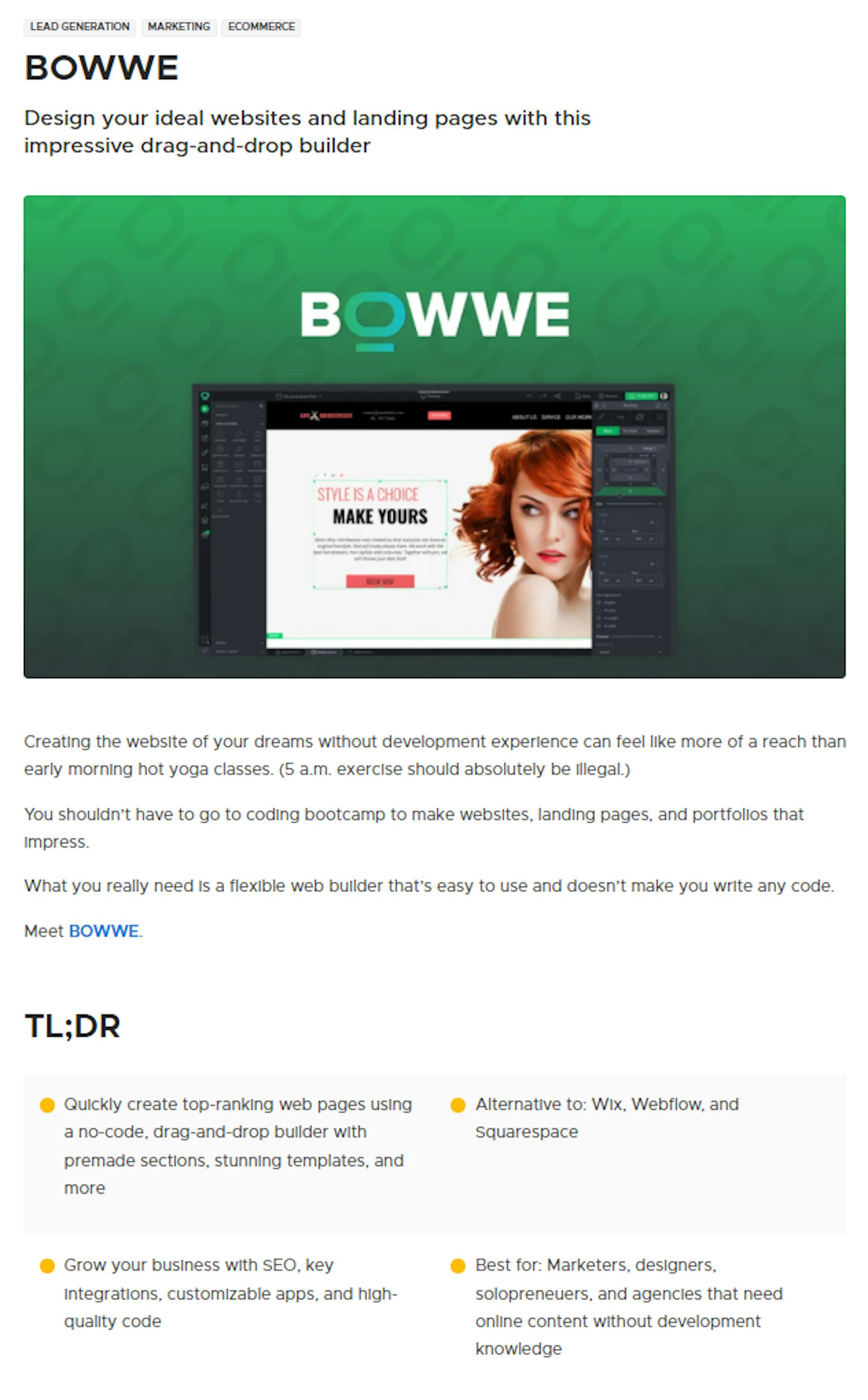 BOWWE offer on AppSumo