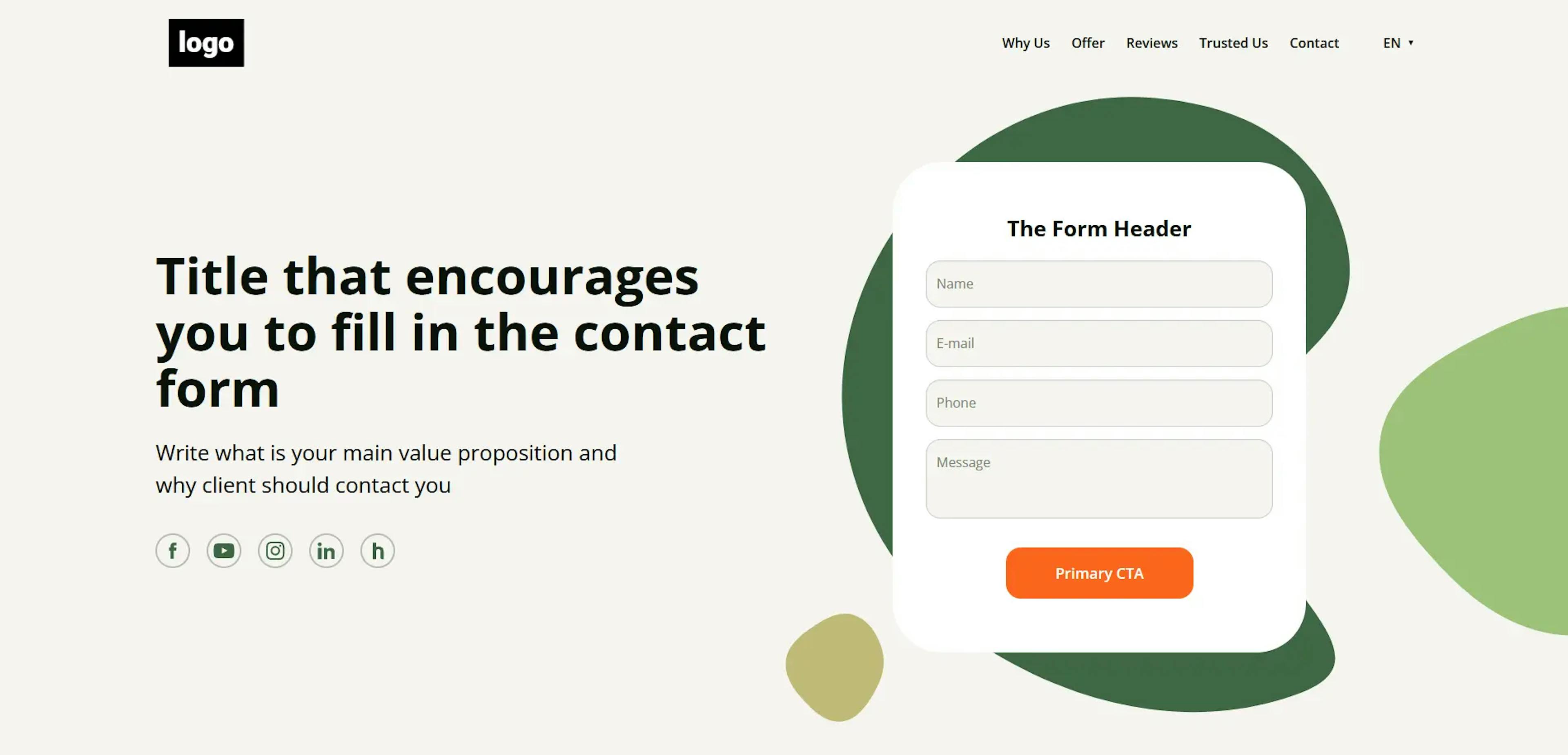 Landing Page template with contact form by BOWWE