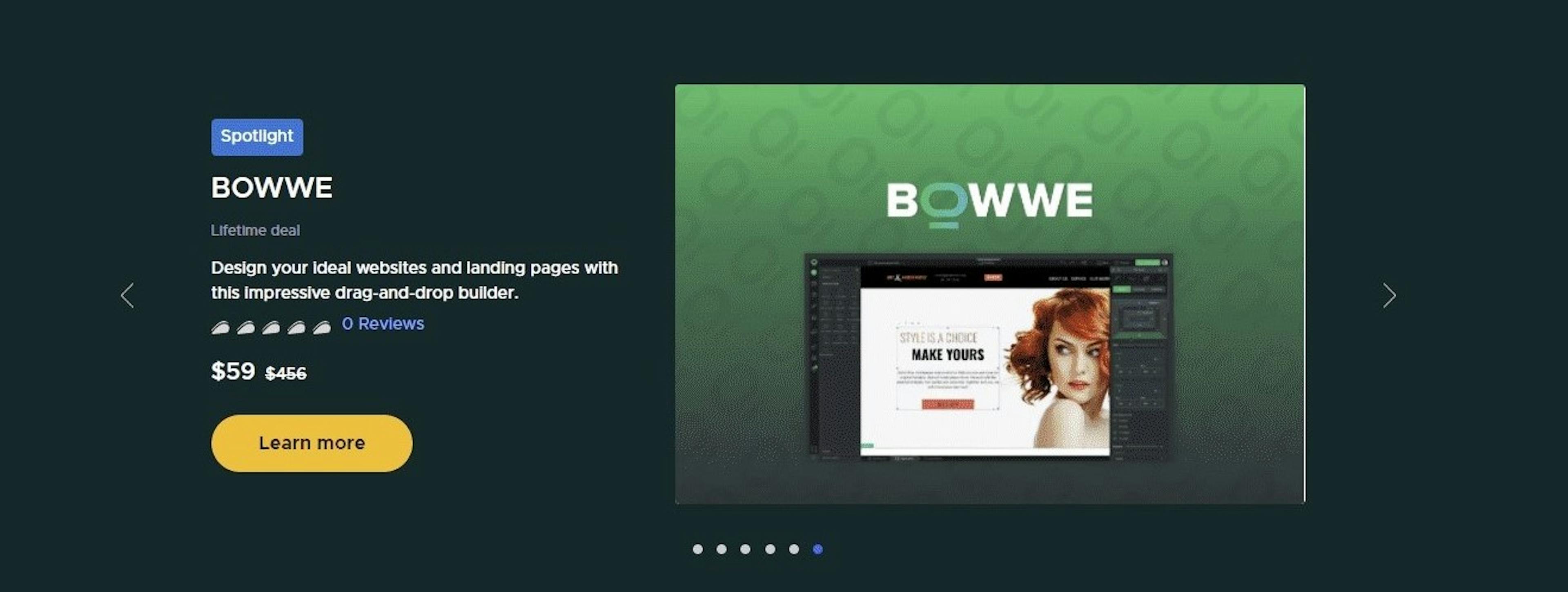 BOWWE on the banner on AppSumo homepage