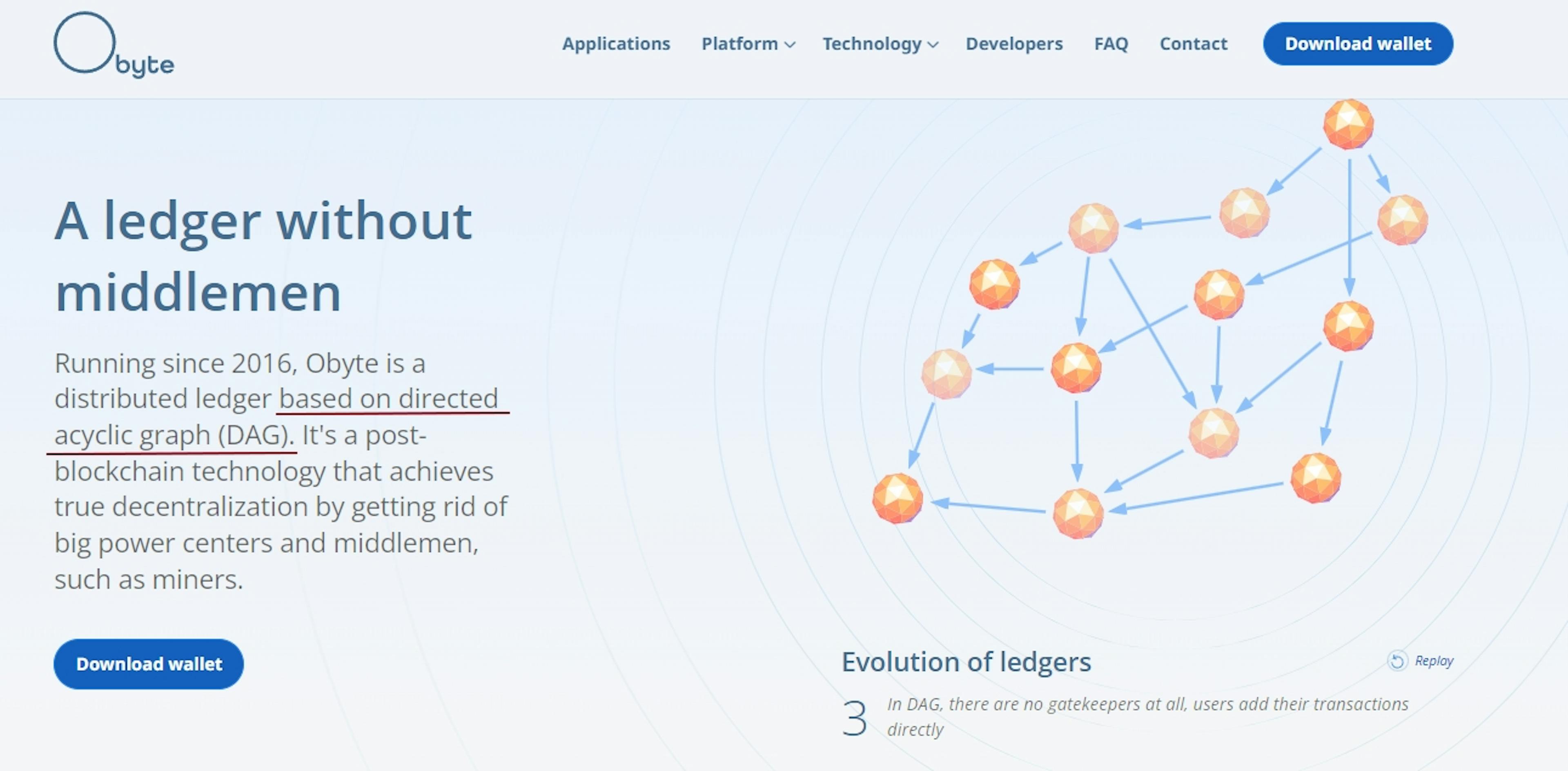 Obyte landing page