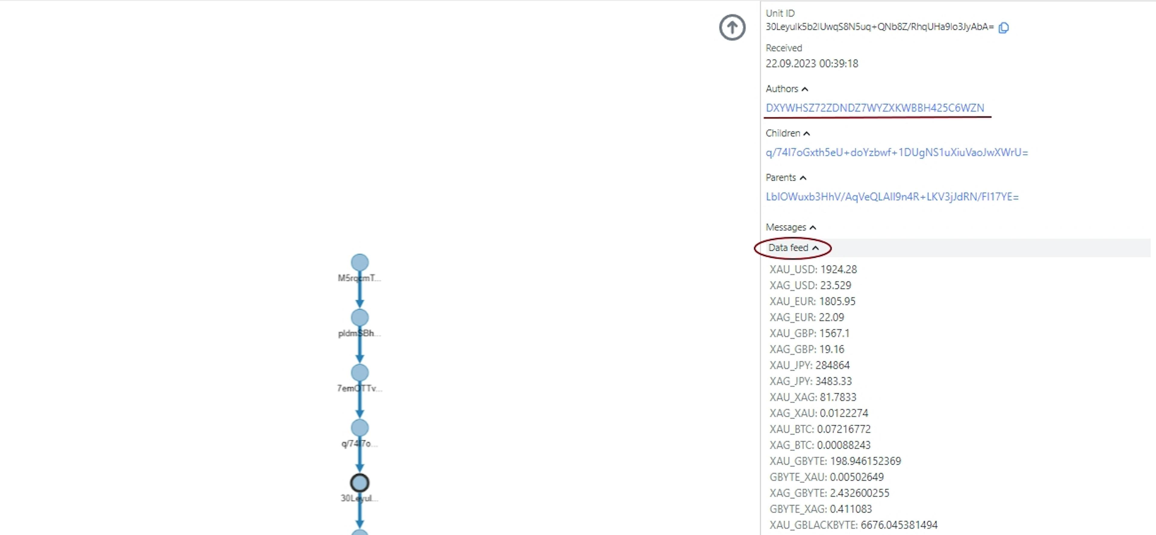 An oracle address in Obyte