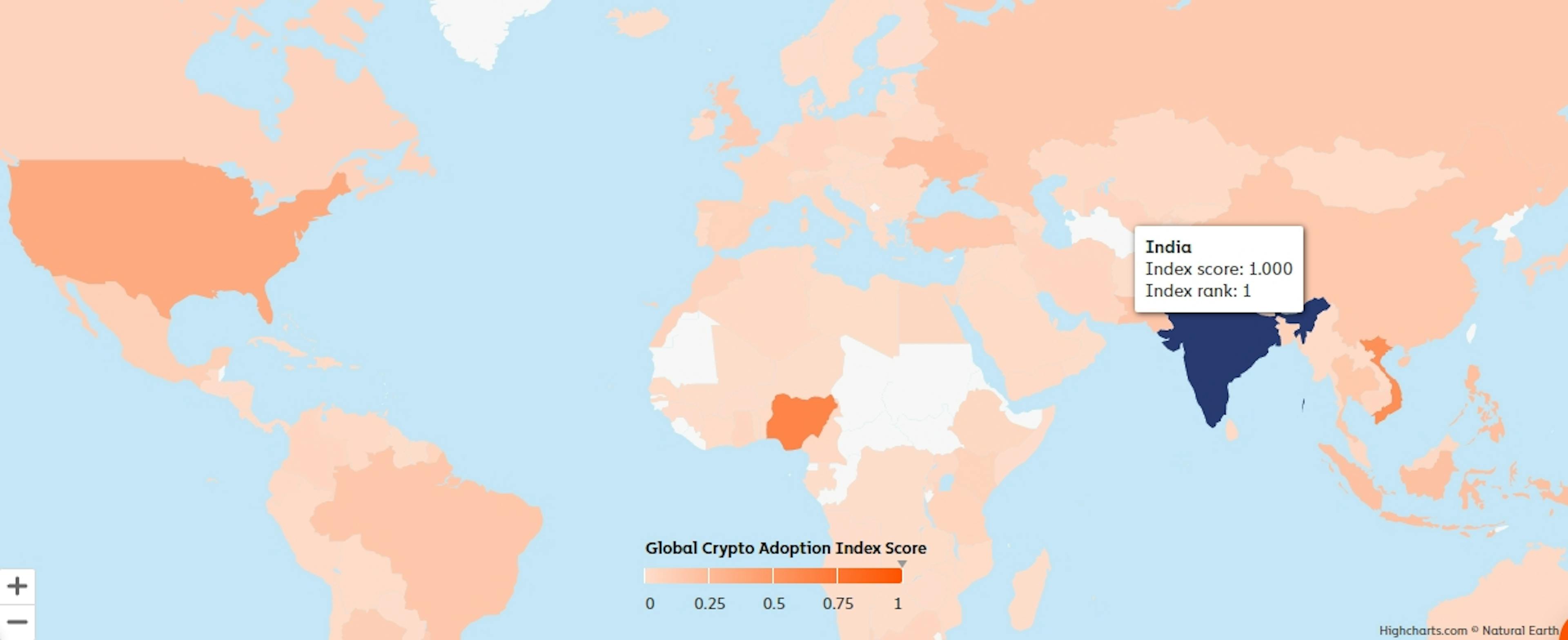 Crypto Adoption Map by Chainalysis