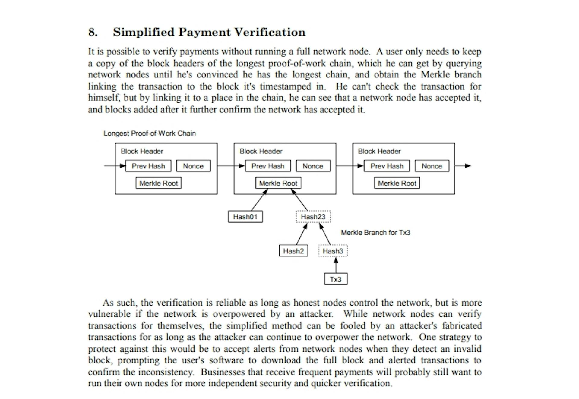 A glimpse from the technical section in the Bitcoin whitepaper