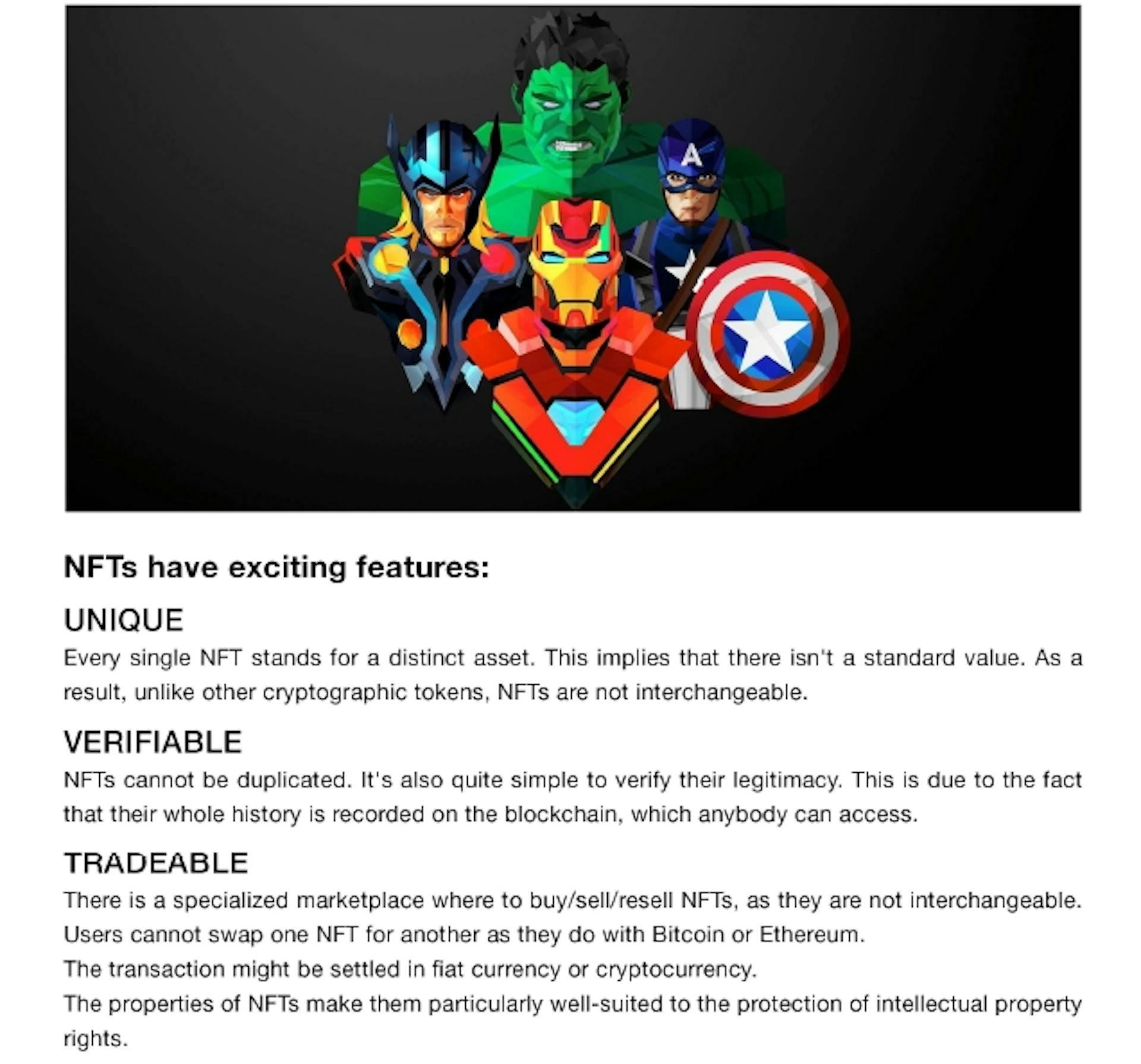 A section from the NFT Marvel whitepaper (a scam). Look how the style is flashy and the language is vague.