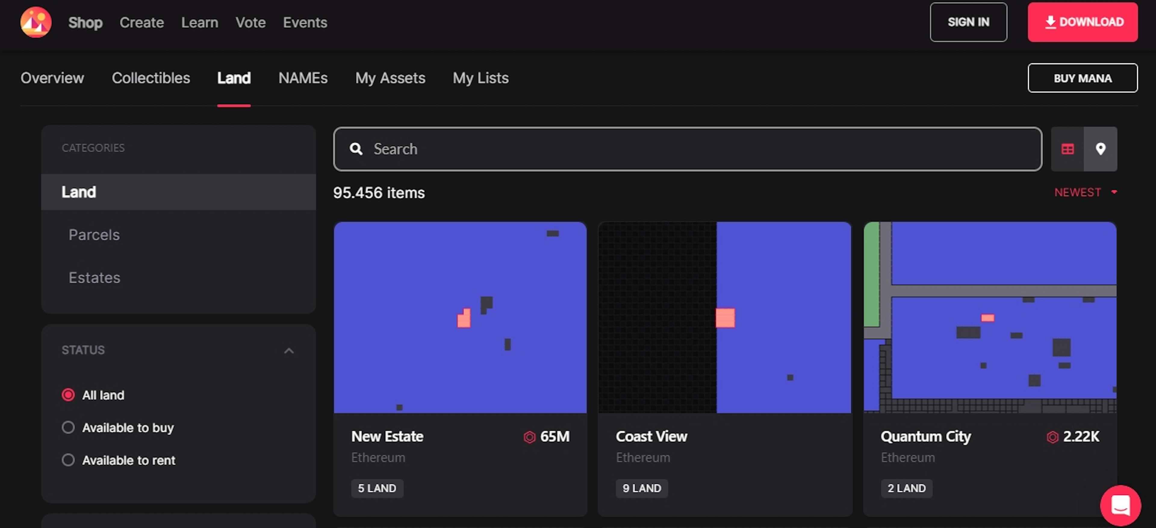 Decentraland Marketplace (januari 2025)