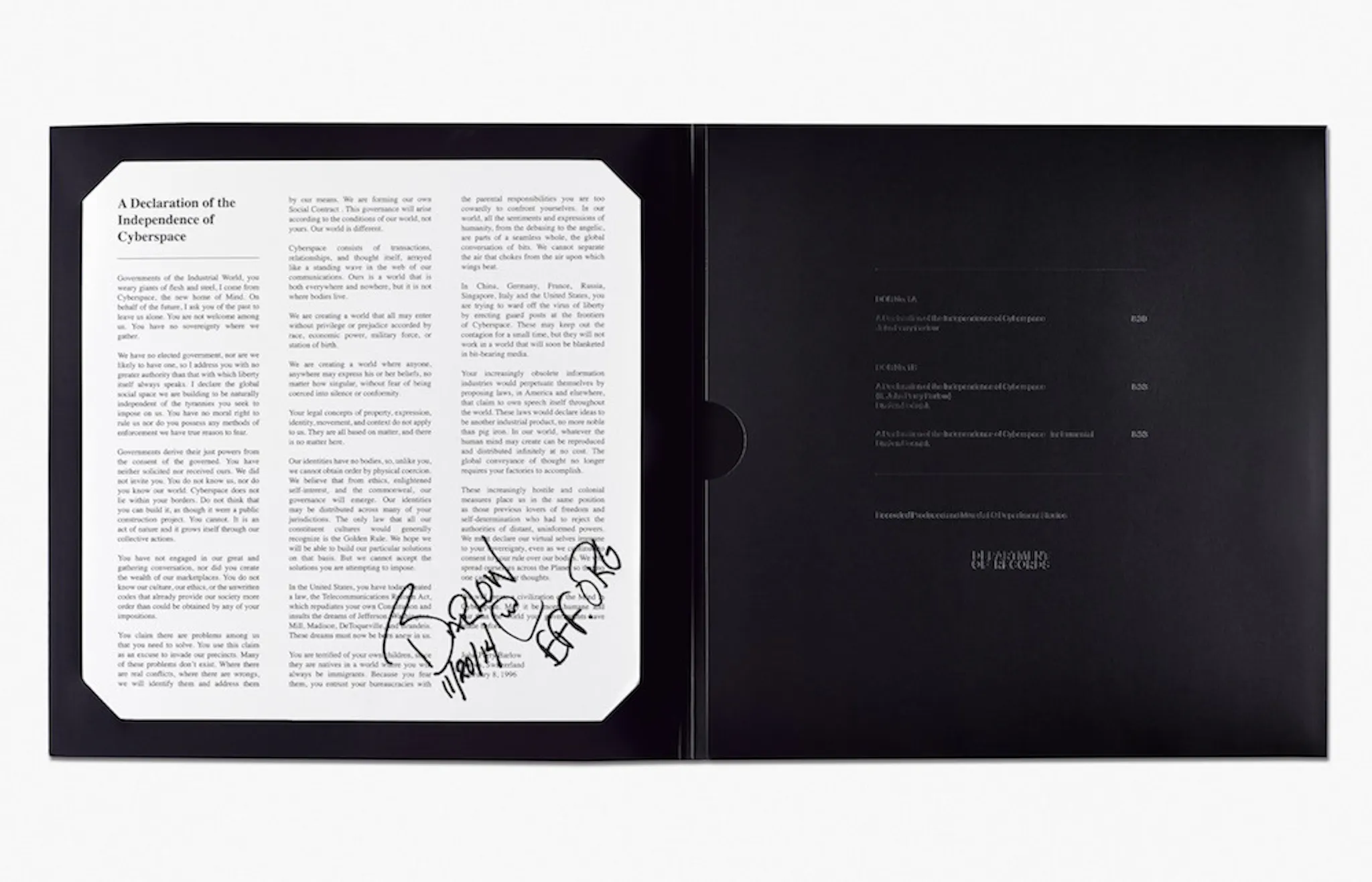 Declaration of the Independence of Cyberspace released on Vinyl by the Department of Records