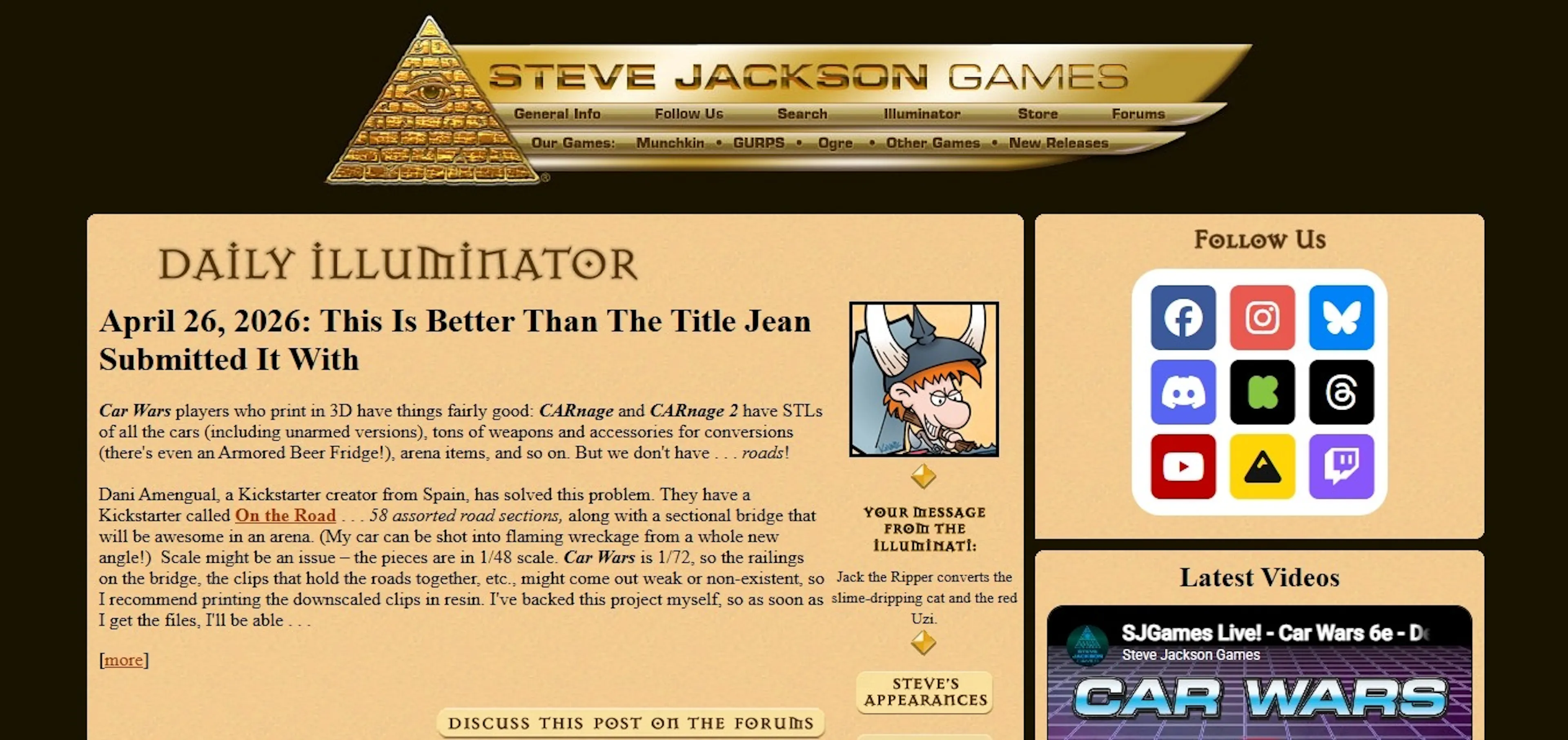 Current Steve Jackson Games Website (2026)