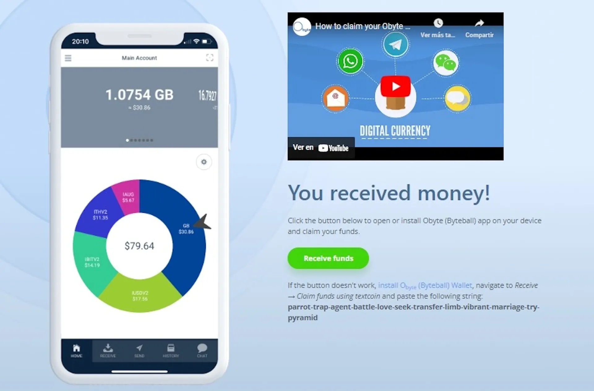 Obyte Textcoin Sample