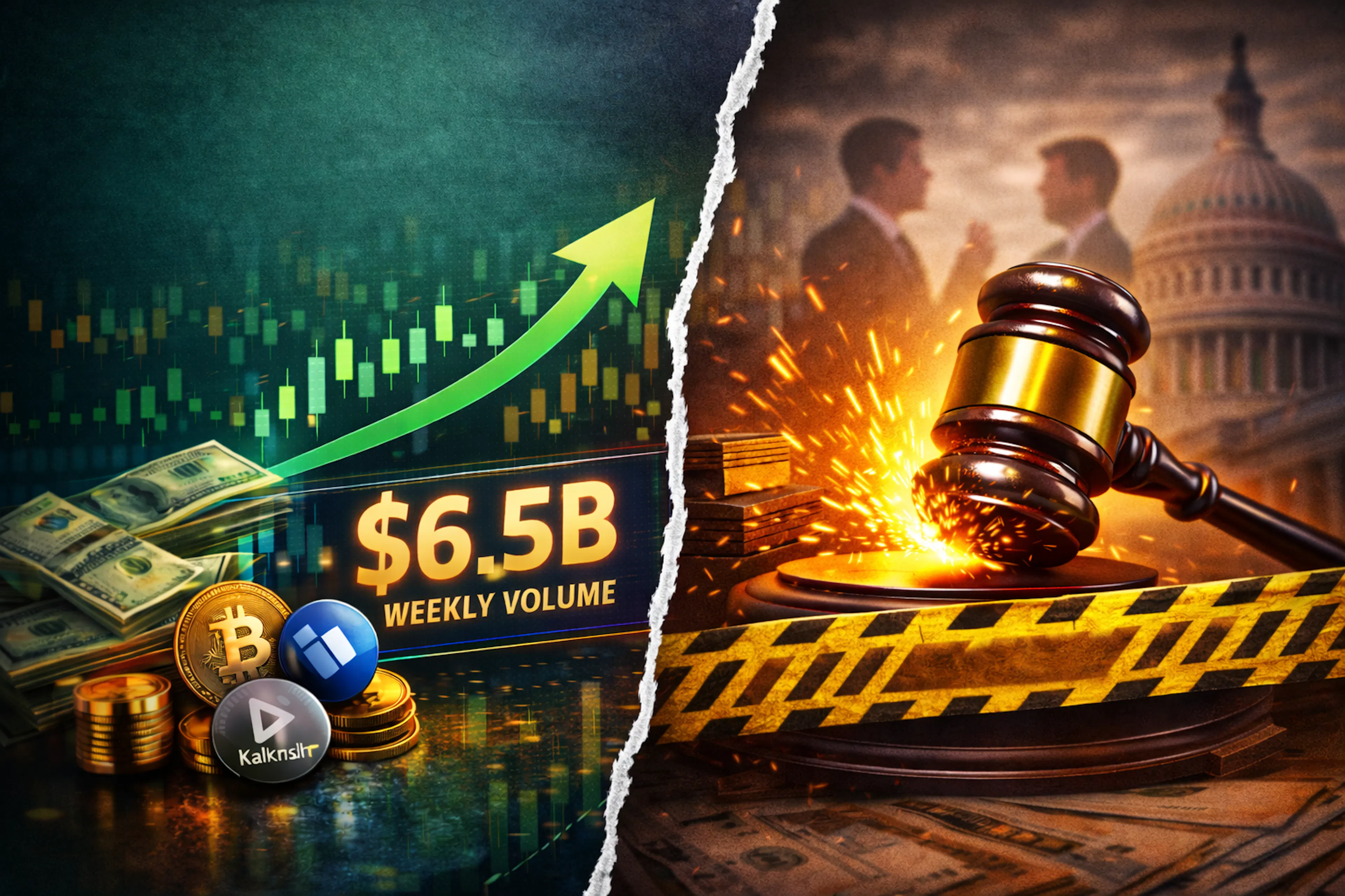 featured image - Prediction Markets Hit Record $6.5 Billion Week as Kalshi and Polymarket Surge