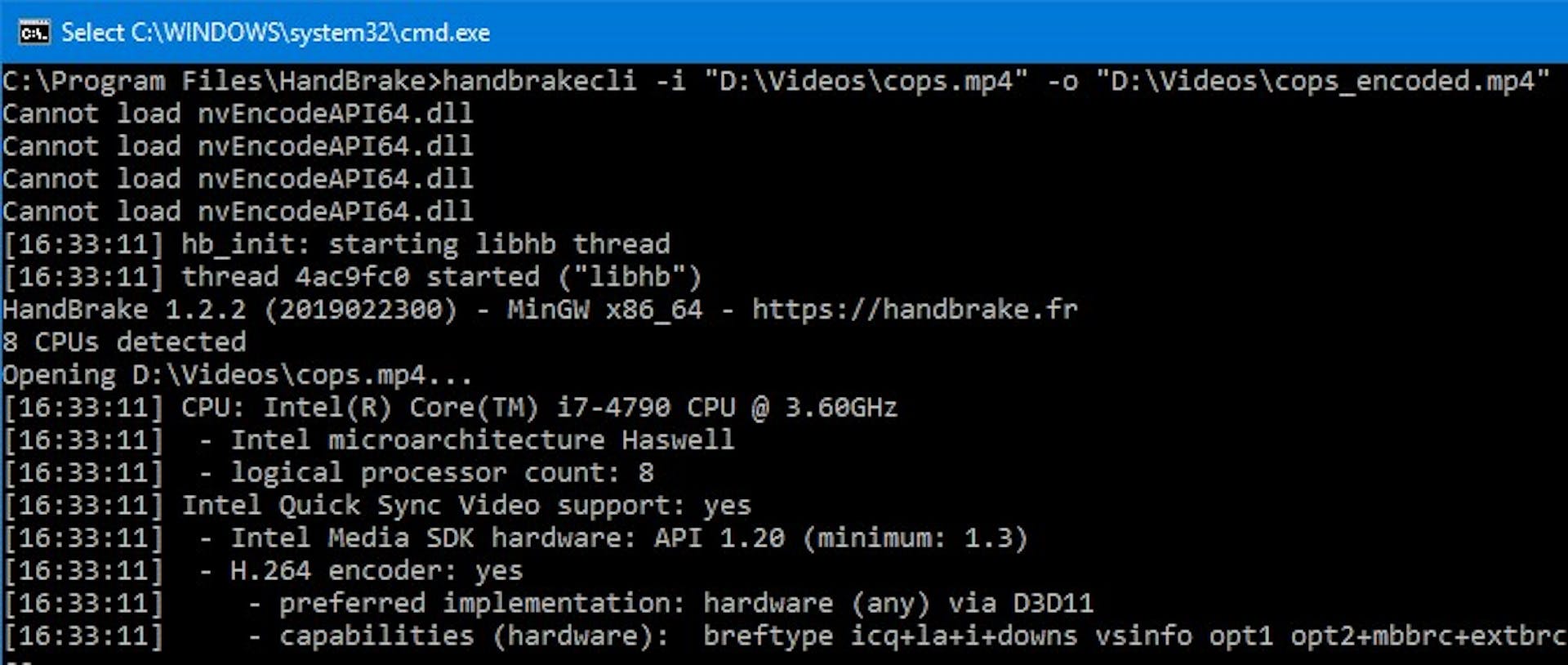 Convert the file with Handbrake CLI