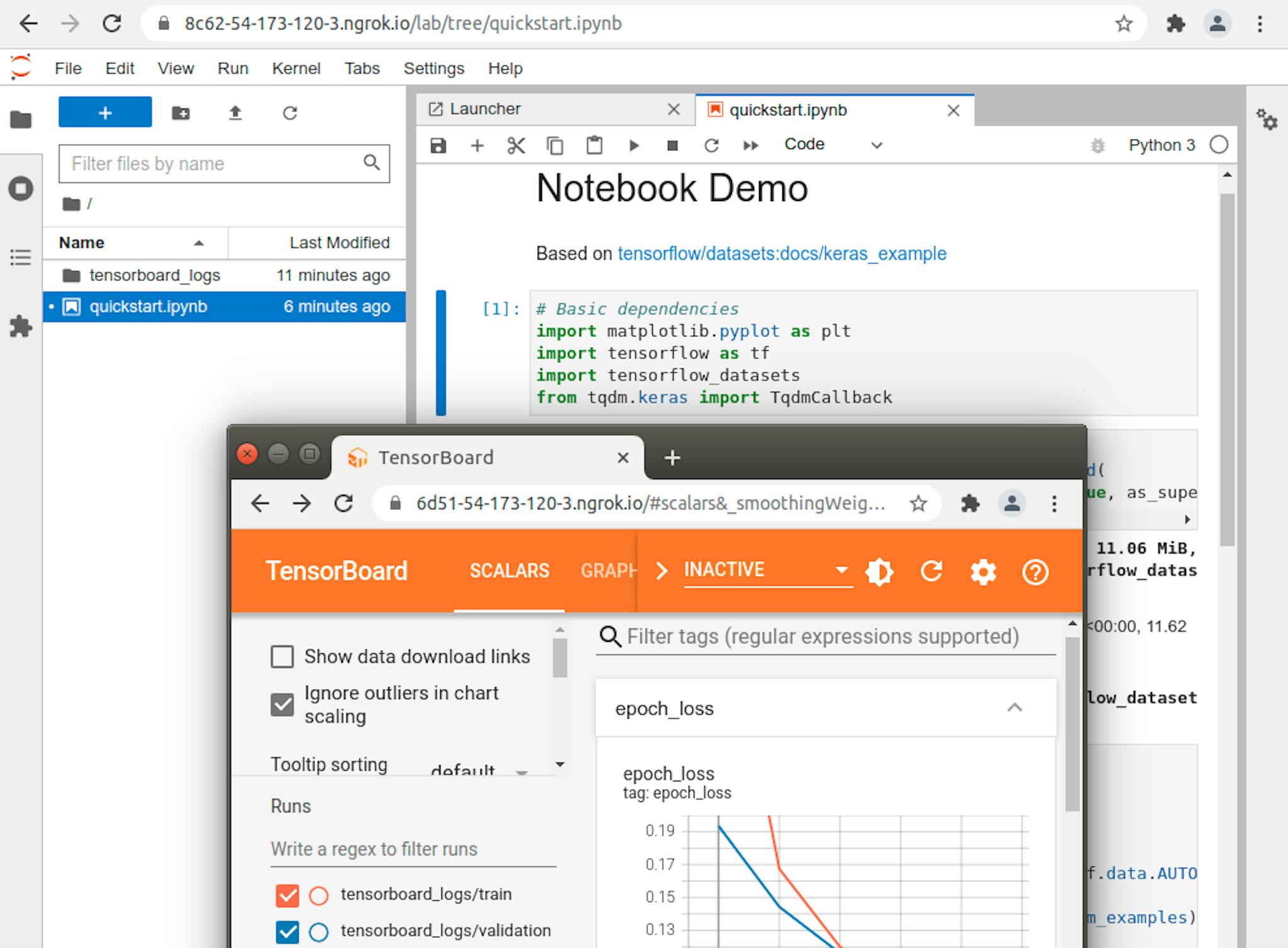 JupyterLab & TensorBoard ML stack hosted on a backed-up & auto-respawning AWS EC2 GPU spot instance