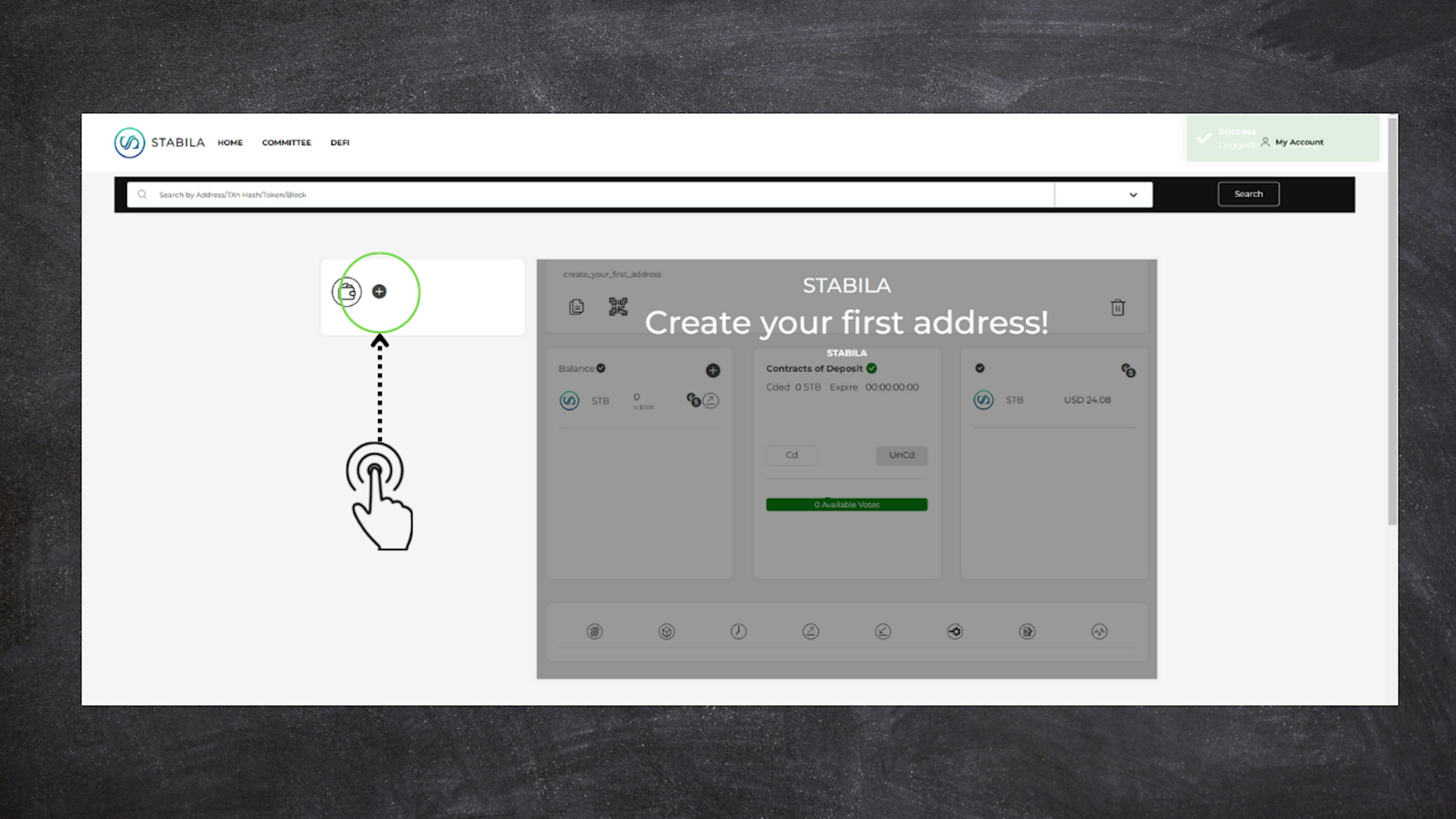 Create your first address Stabila Wallet