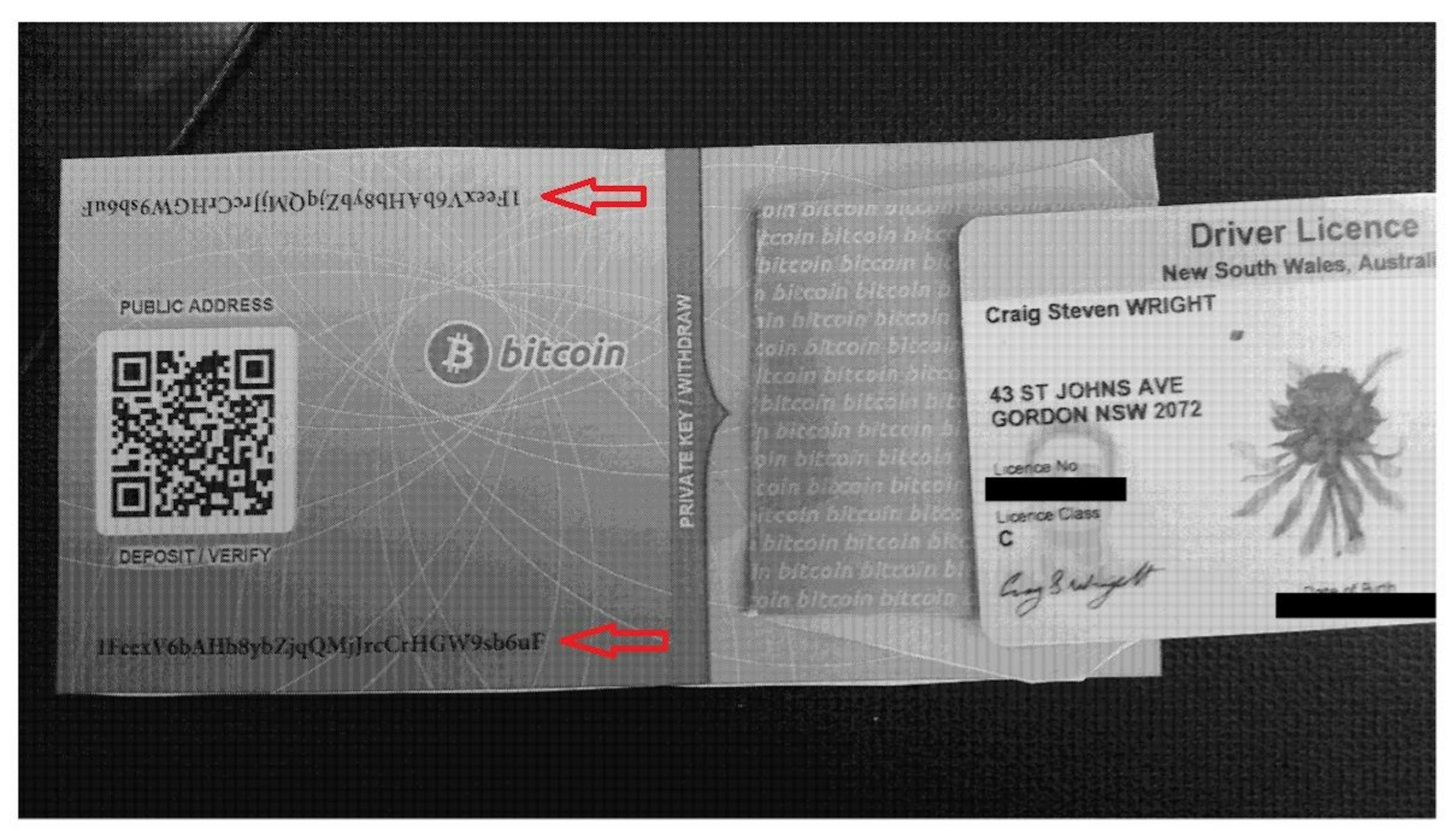 Craig Wright criou uma infinidade de falsificações em torno do endereço 1Feex. Esta carteira de papel falsa é uma delas.
