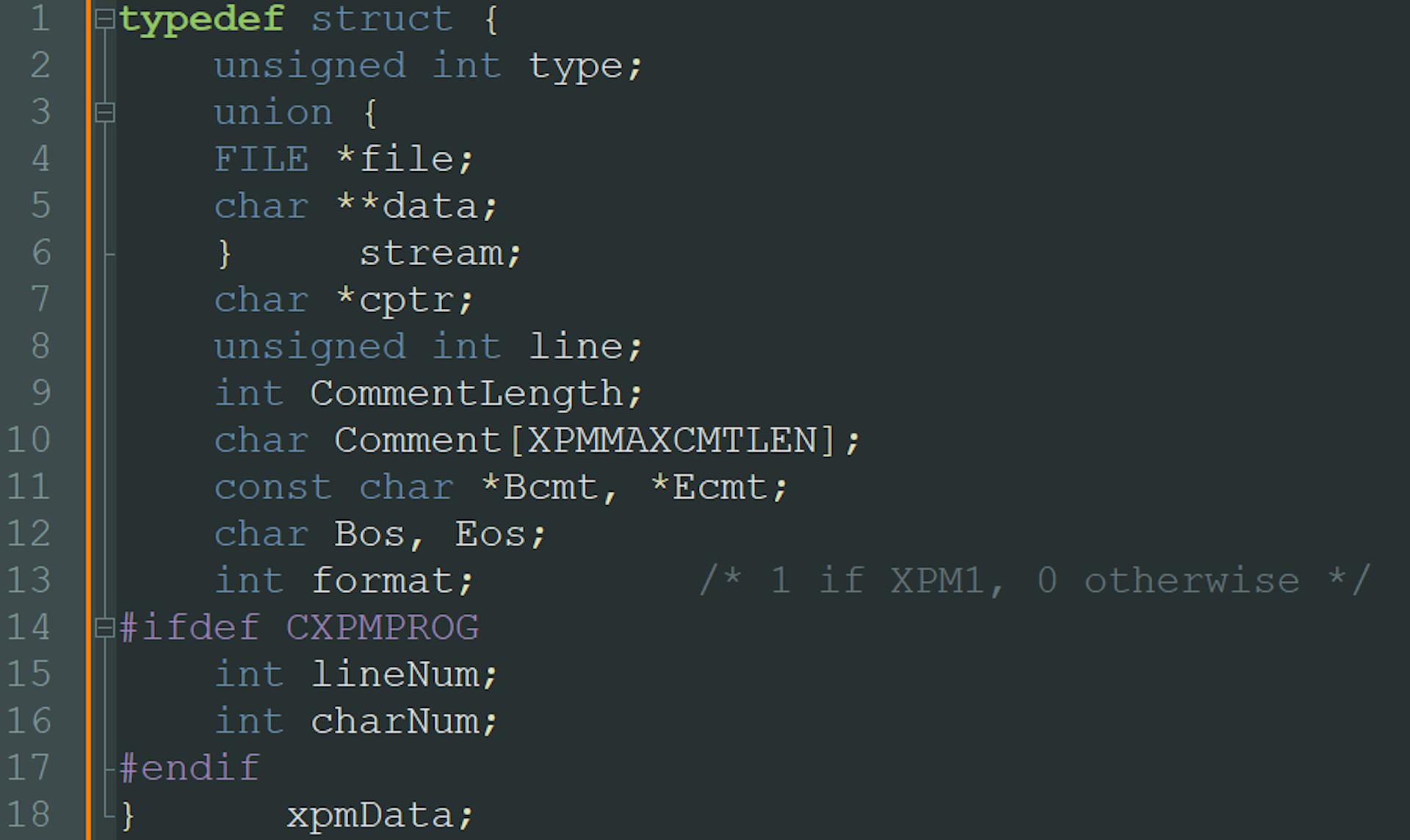 xpmData structure