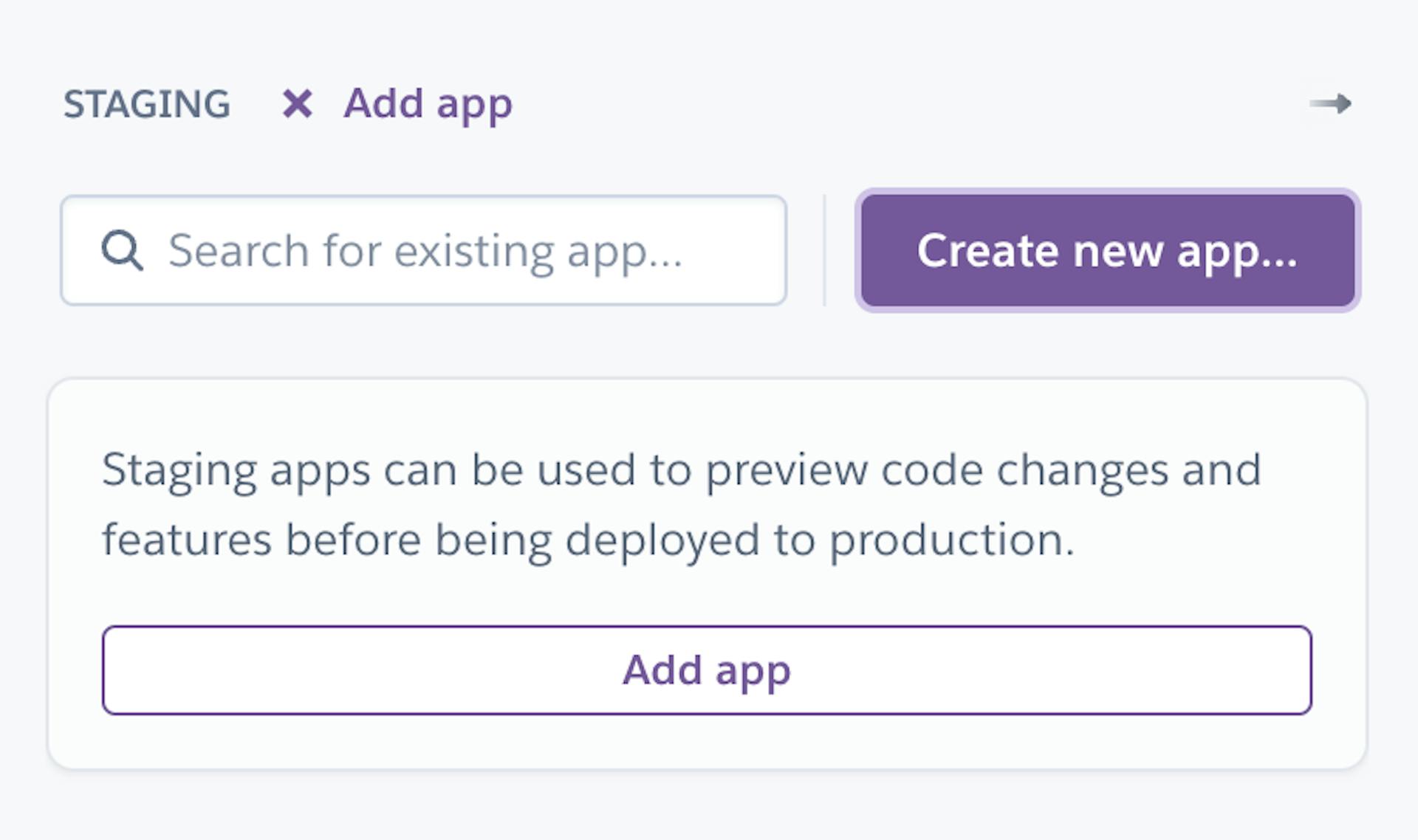 Create a new staging app