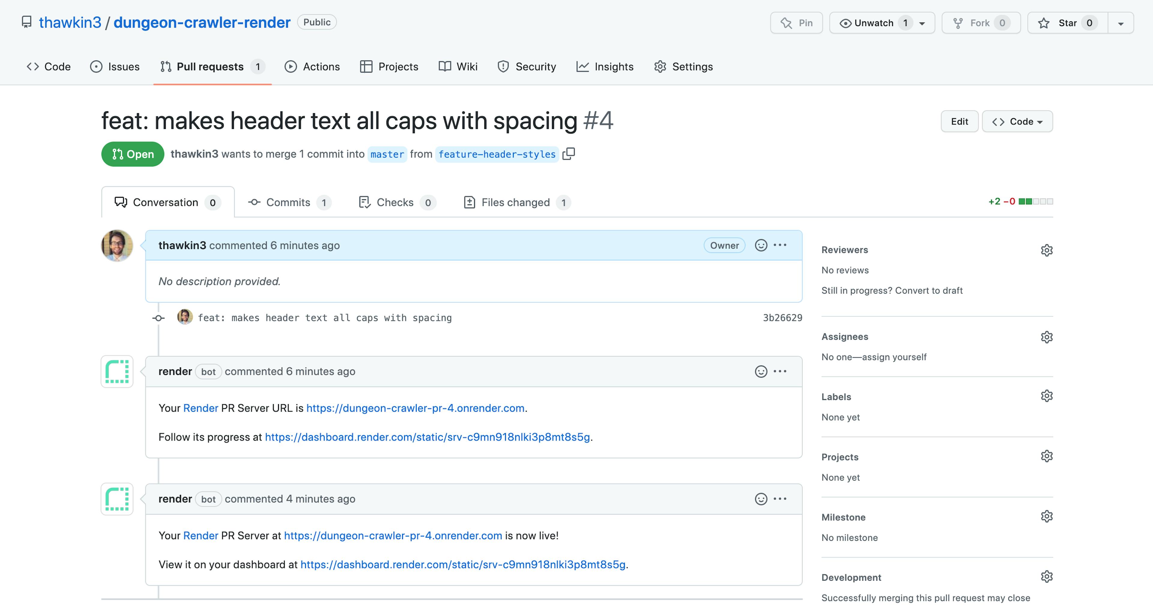 Comments on GitHub pull requests with links to review app