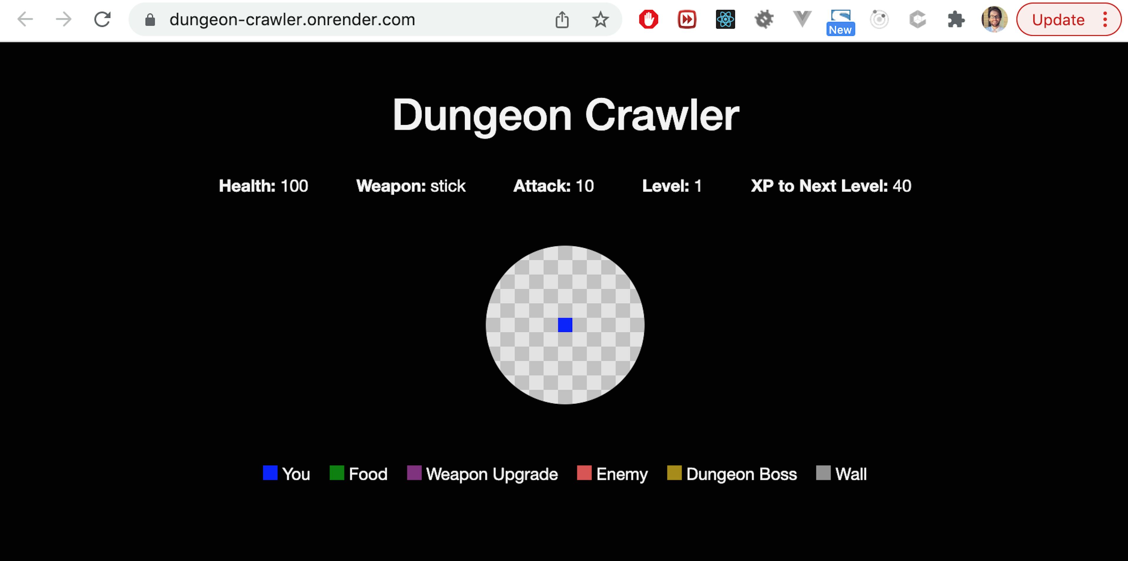 Dungeon crawler app hosted on Render