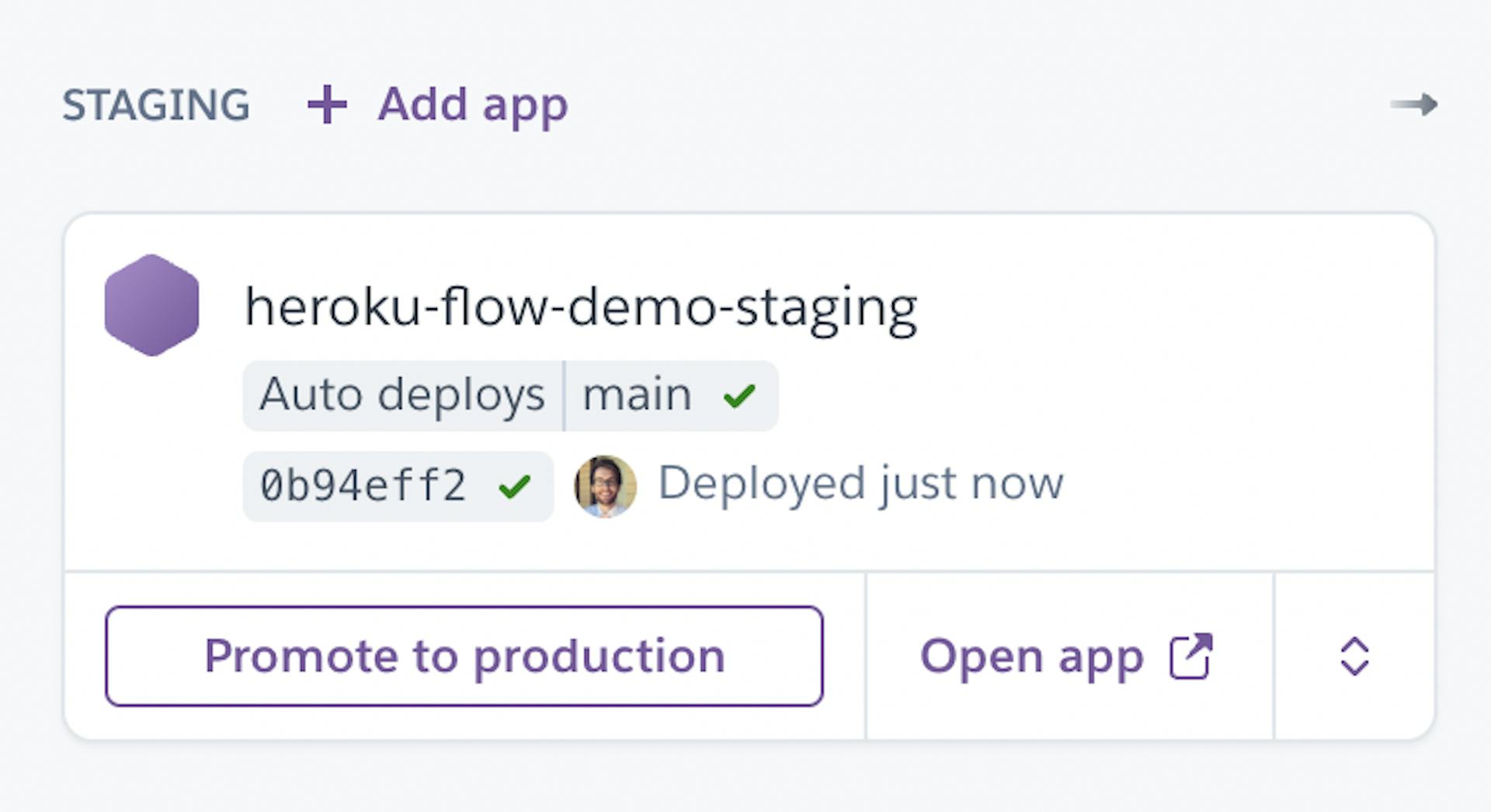 Staging app was automatically deployed