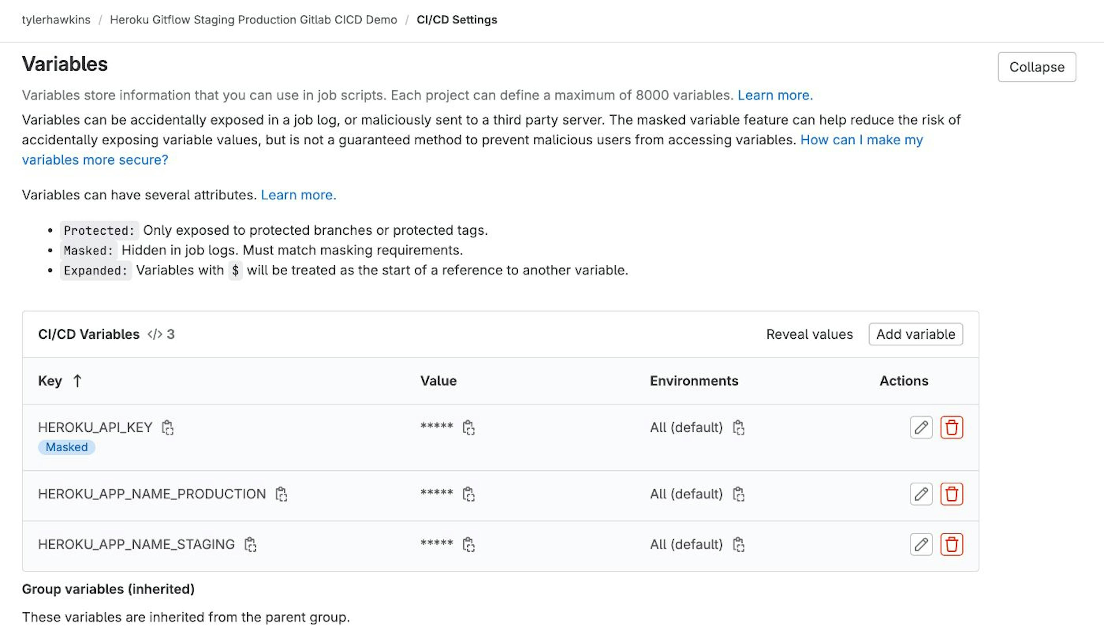 GitLab CI/CD variables