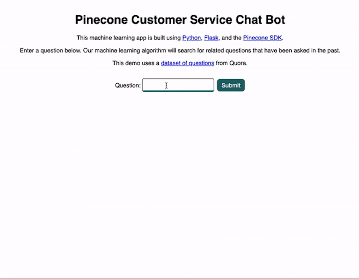 Demo app — customer service chatbot