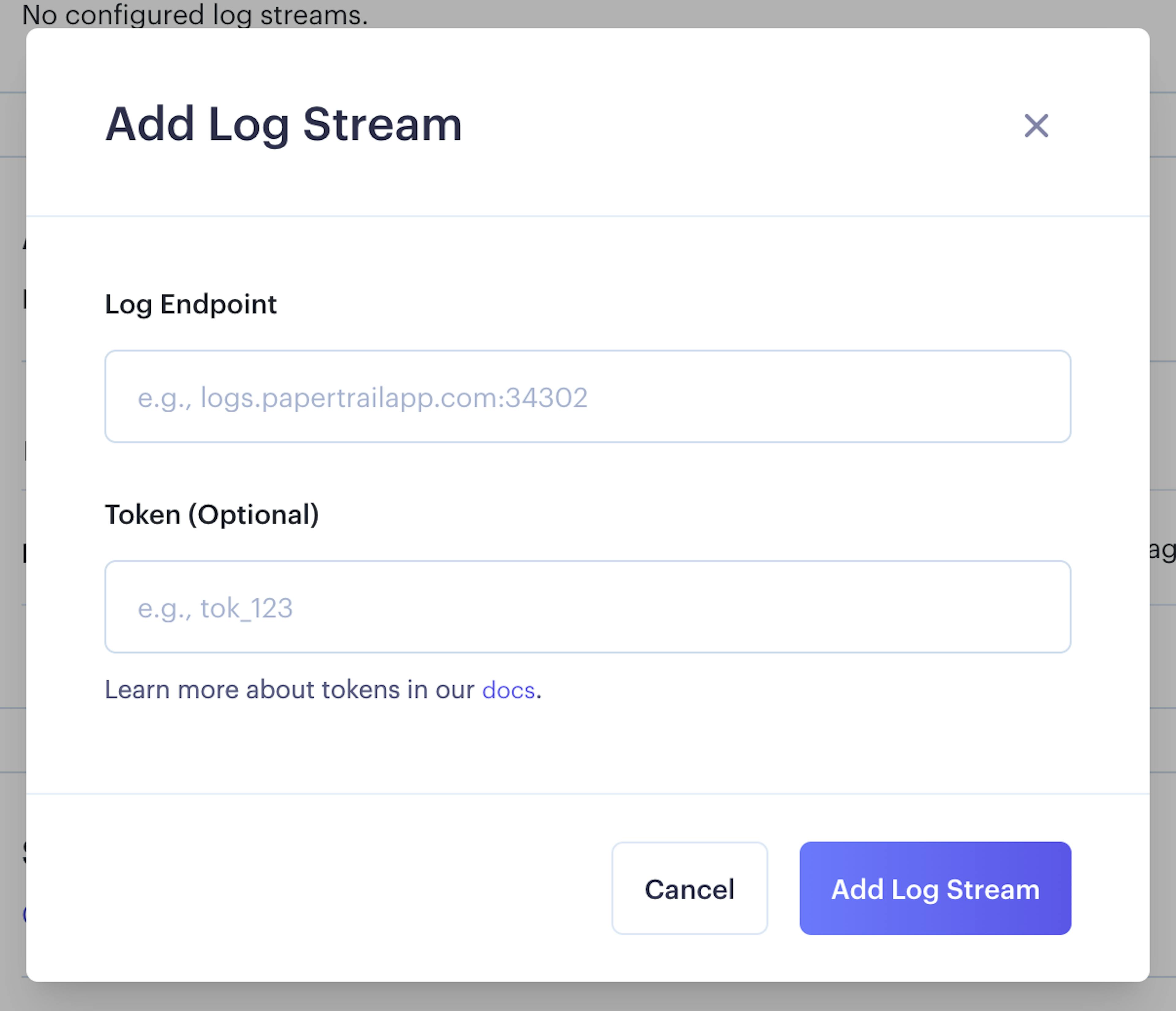 Adding your log stream