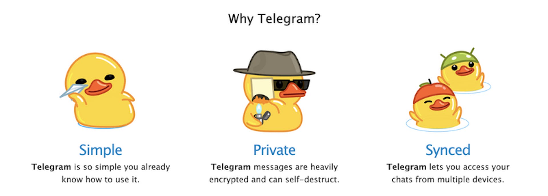 ユーザーに提供するプライバシーを宣伝する Telegram の Web サイトからスクリーンショットを取得します。 Cezary は、彼が発見した会話のいくつかの詳細な例を Telegram に連絡しましたが、会社は彼の質問に応答しませんでした.しかし、彼が連絡を取った直後に、彼が質問したチャンネルのうち 10 チャンネルがダウンし、Telegram の利用規約に違反したというメッセージが投稿されました。クレジット: Telegram の ProPublica スクリーングラブ