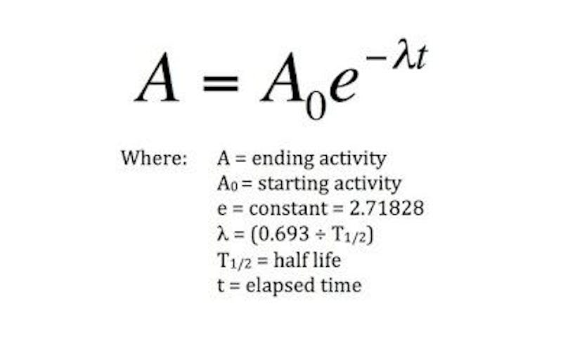 Radioactive decay equation