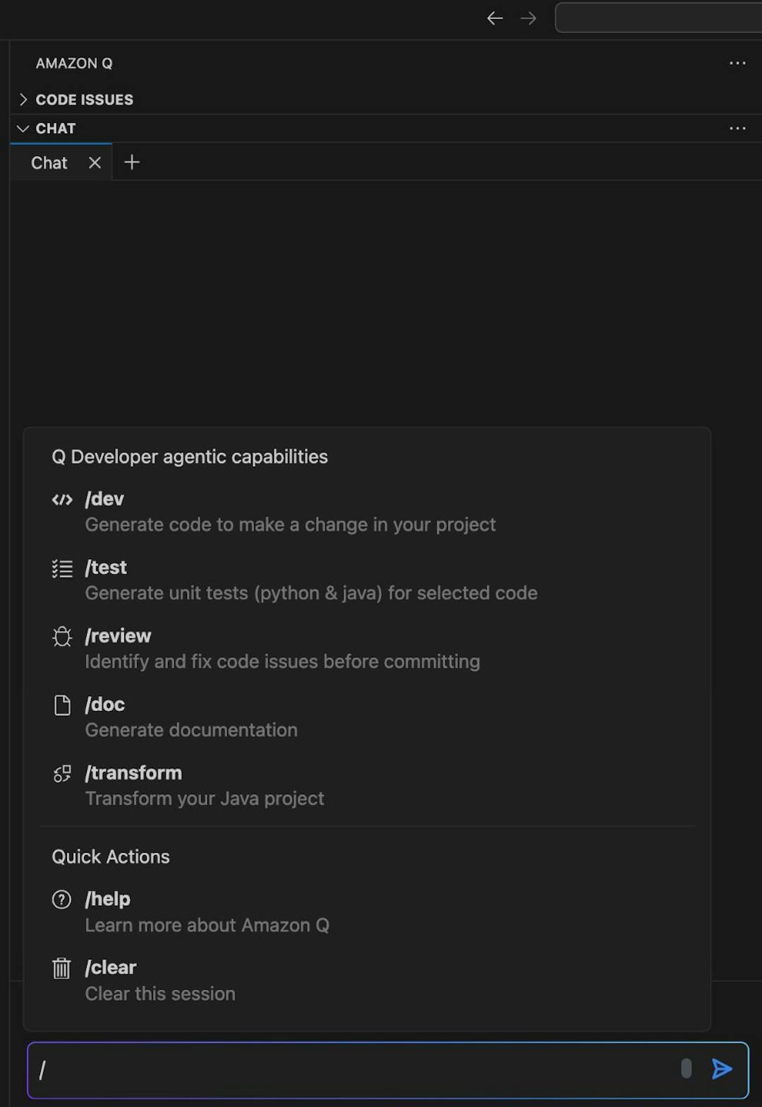 پنل AmazonQ در VSCode