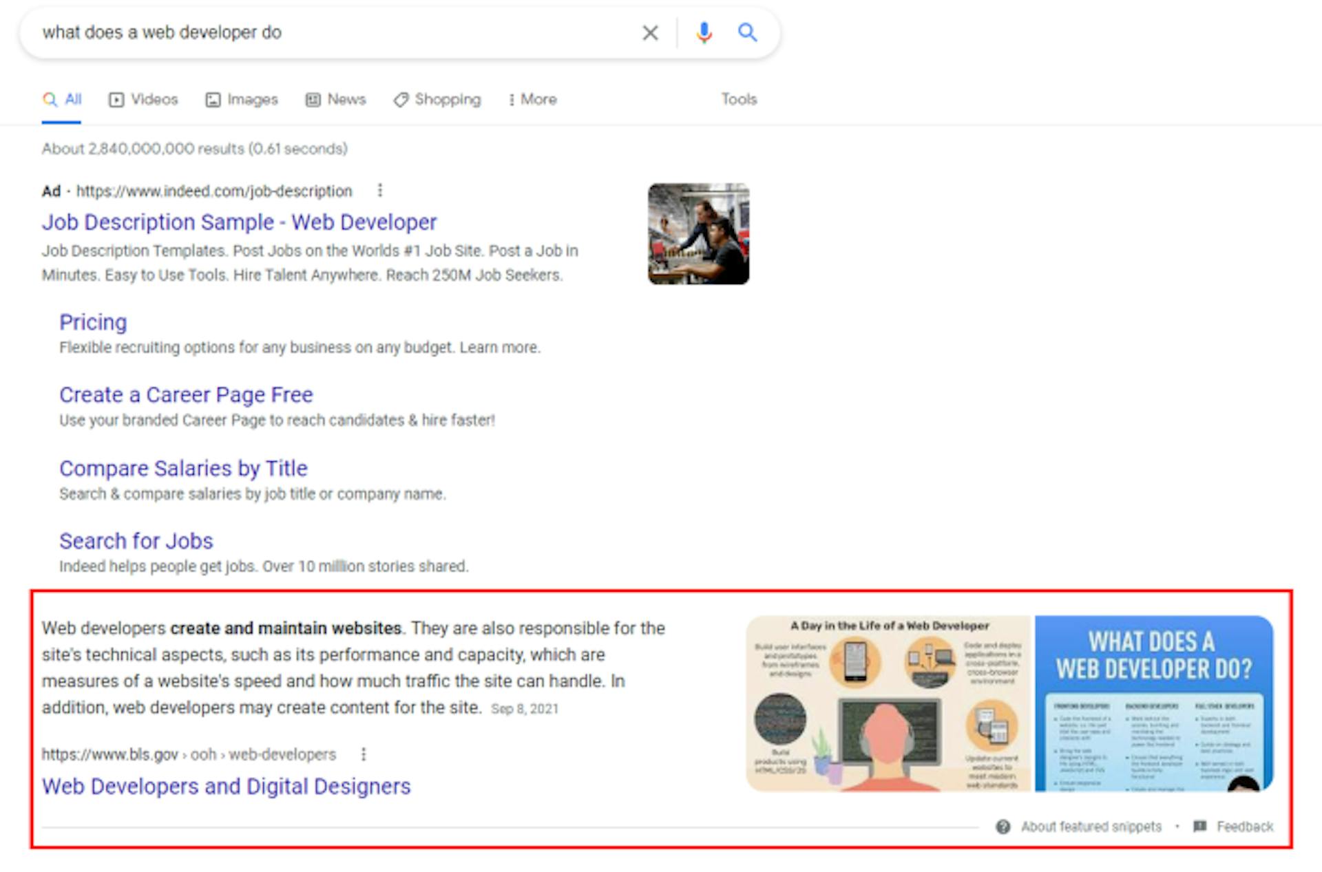 featured snippet example