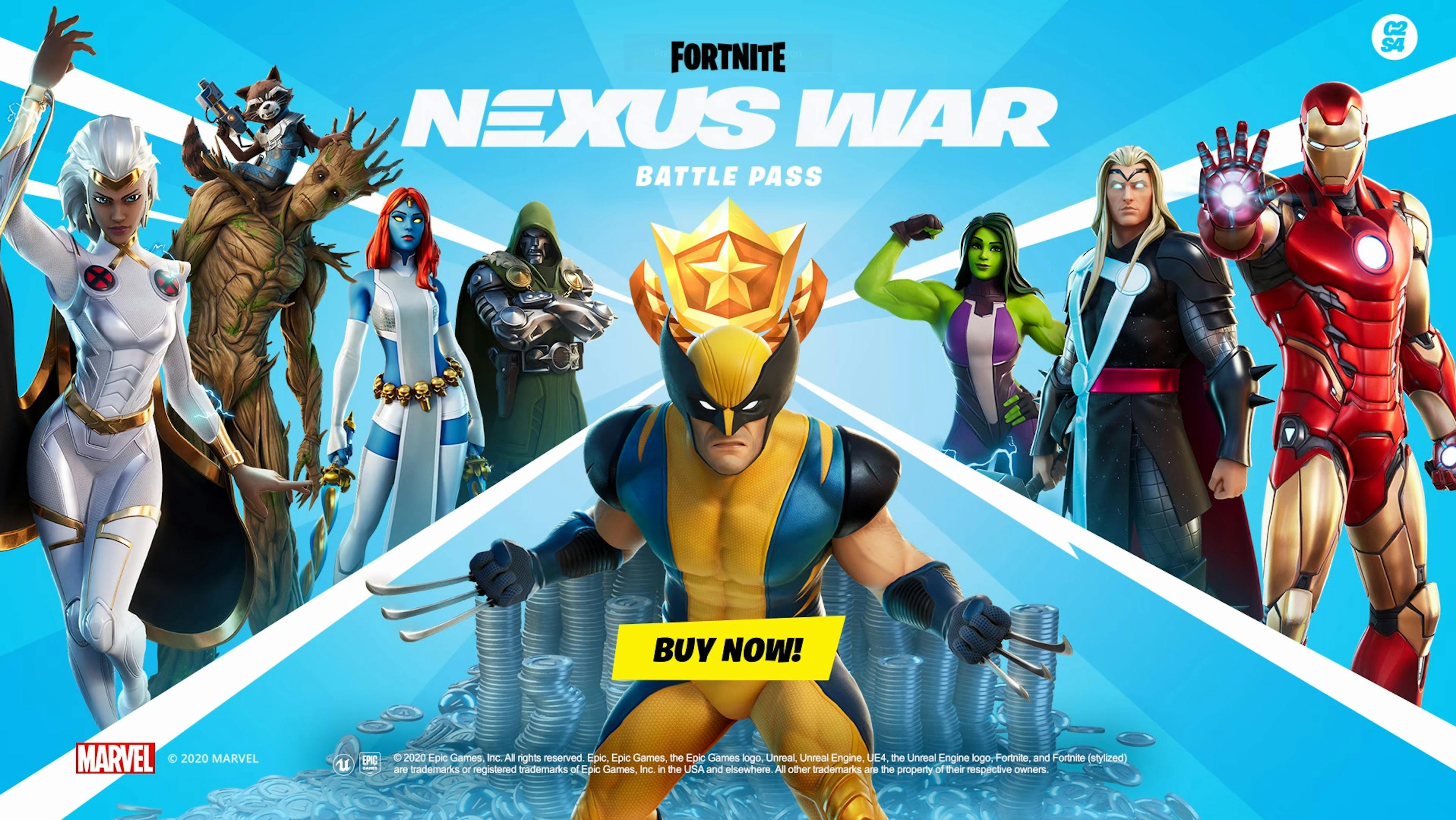 O Battle Pass Fortnite "Nexus War" apresentava um tema da Marvel.