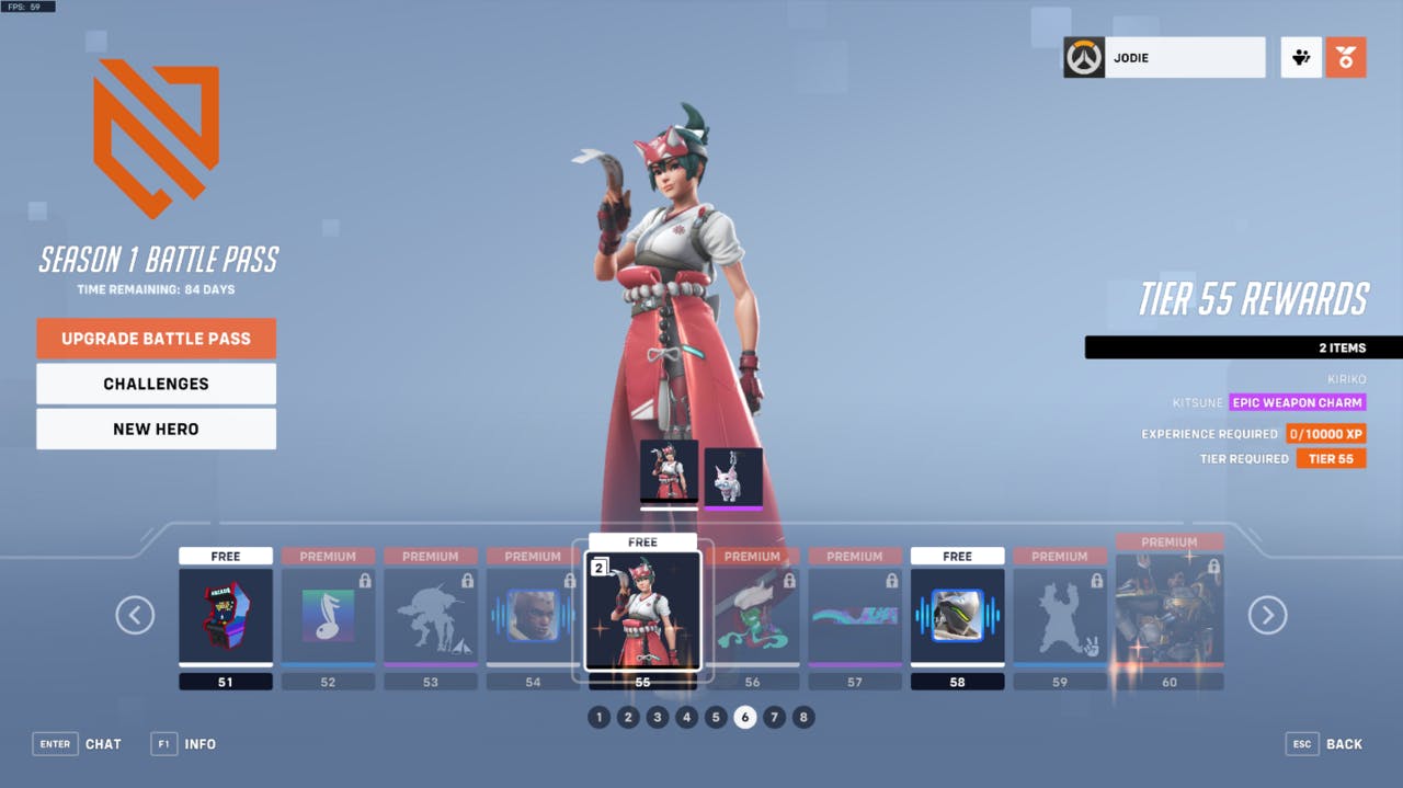 Overwatch 2 players who didn't purchase the Season 1 Battle Pass needed to reach level 55 before they could play as Kiriko. 
