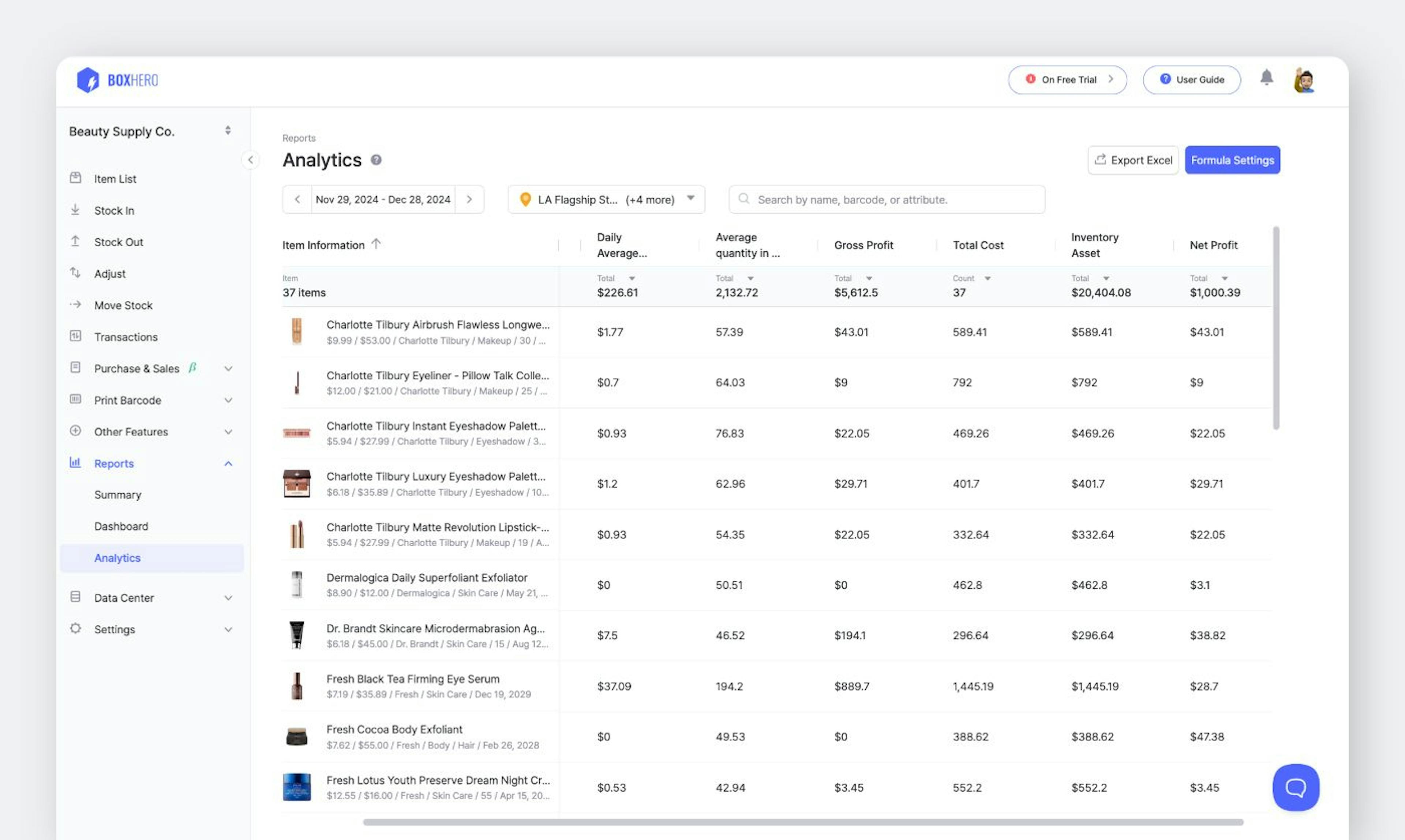 BoxHero’s Analytics Feature for Inventory Insights