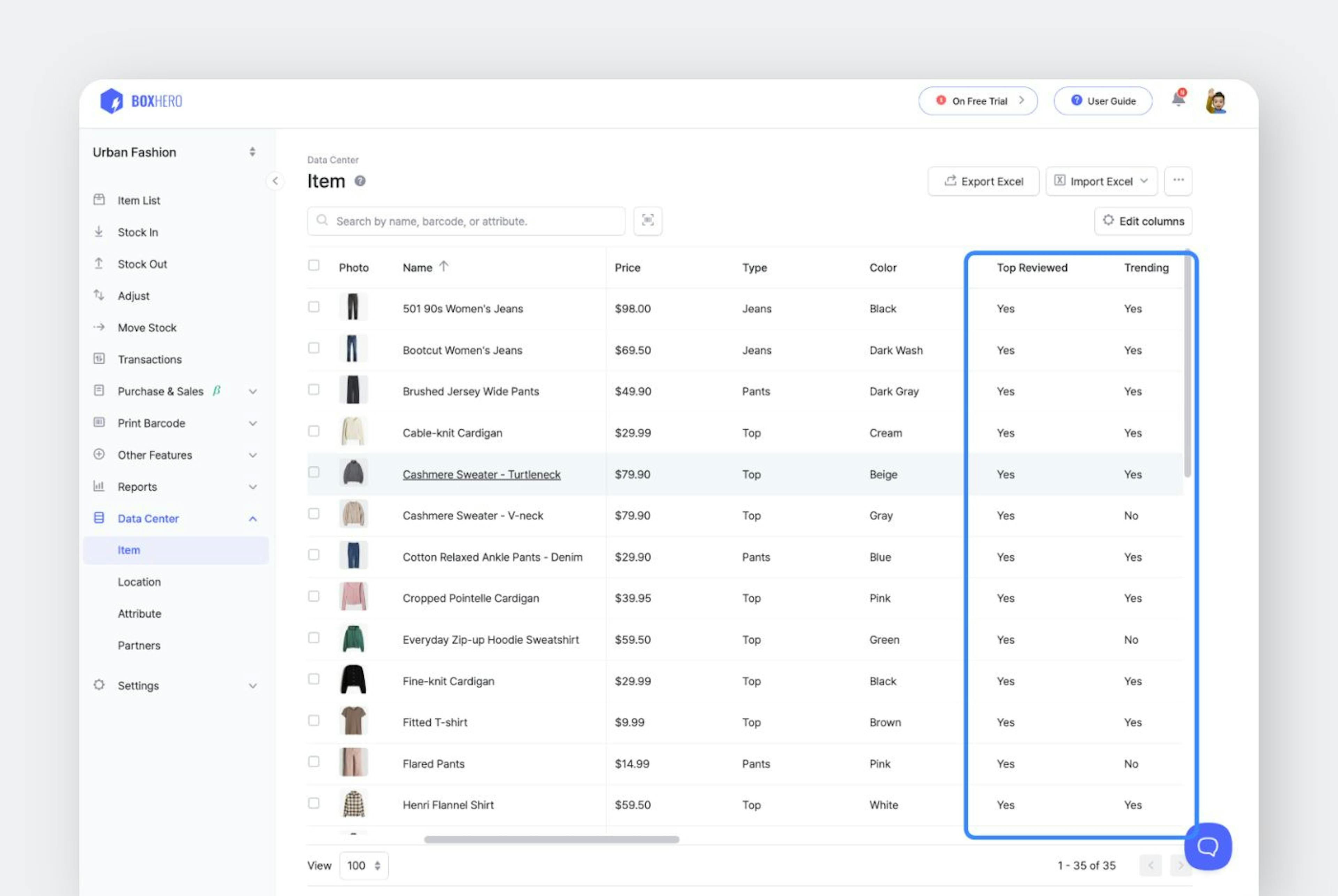 You can create custom attributes of your products for easy categorization with BoxHero’s Attributes feature. 