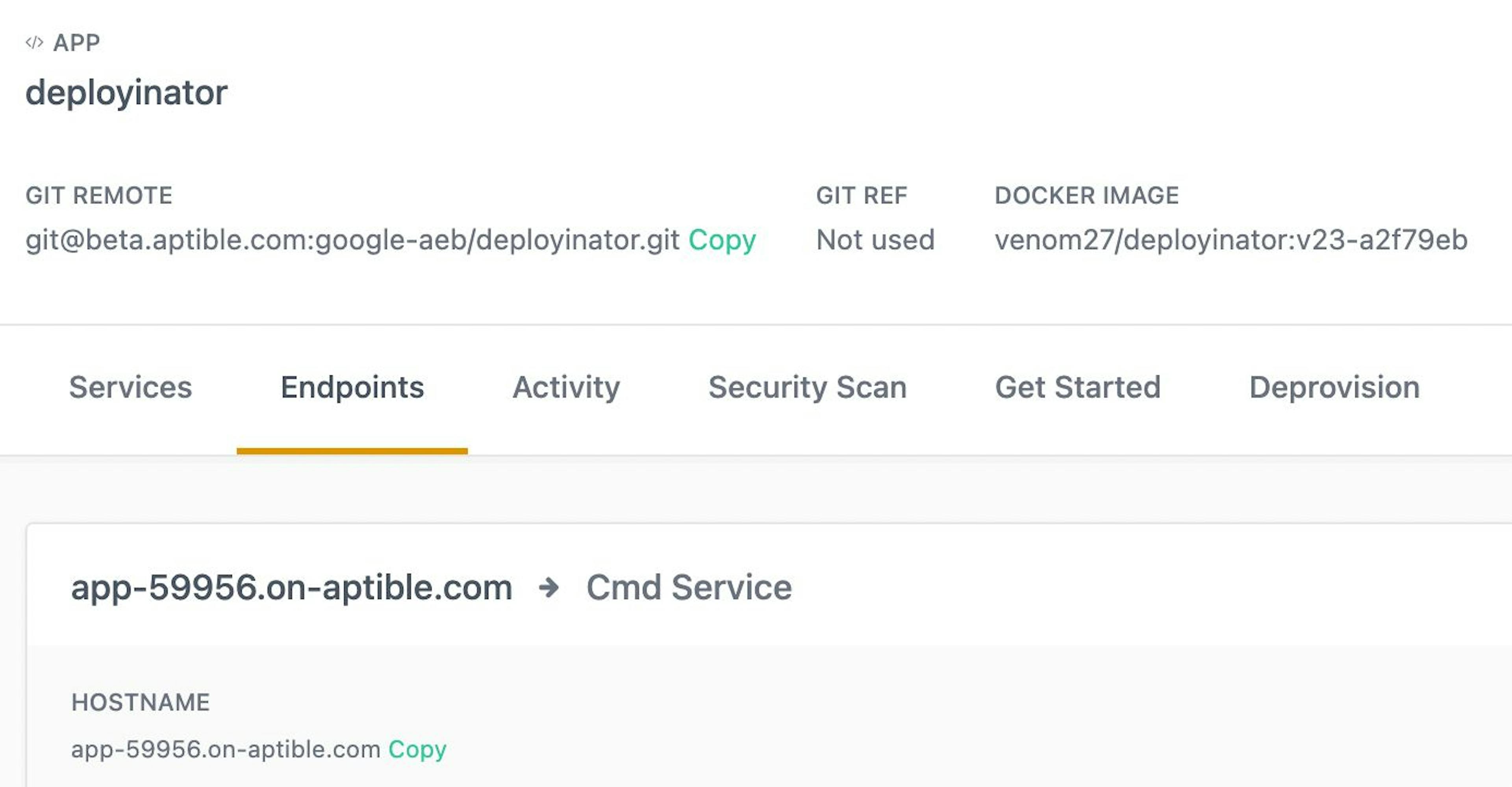 Automatically created endpoint based on EXPOSE directive