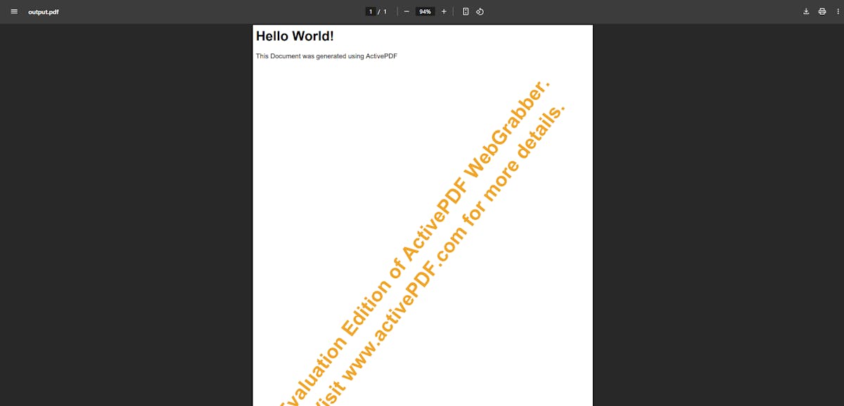 ActivePDF HTML to string output