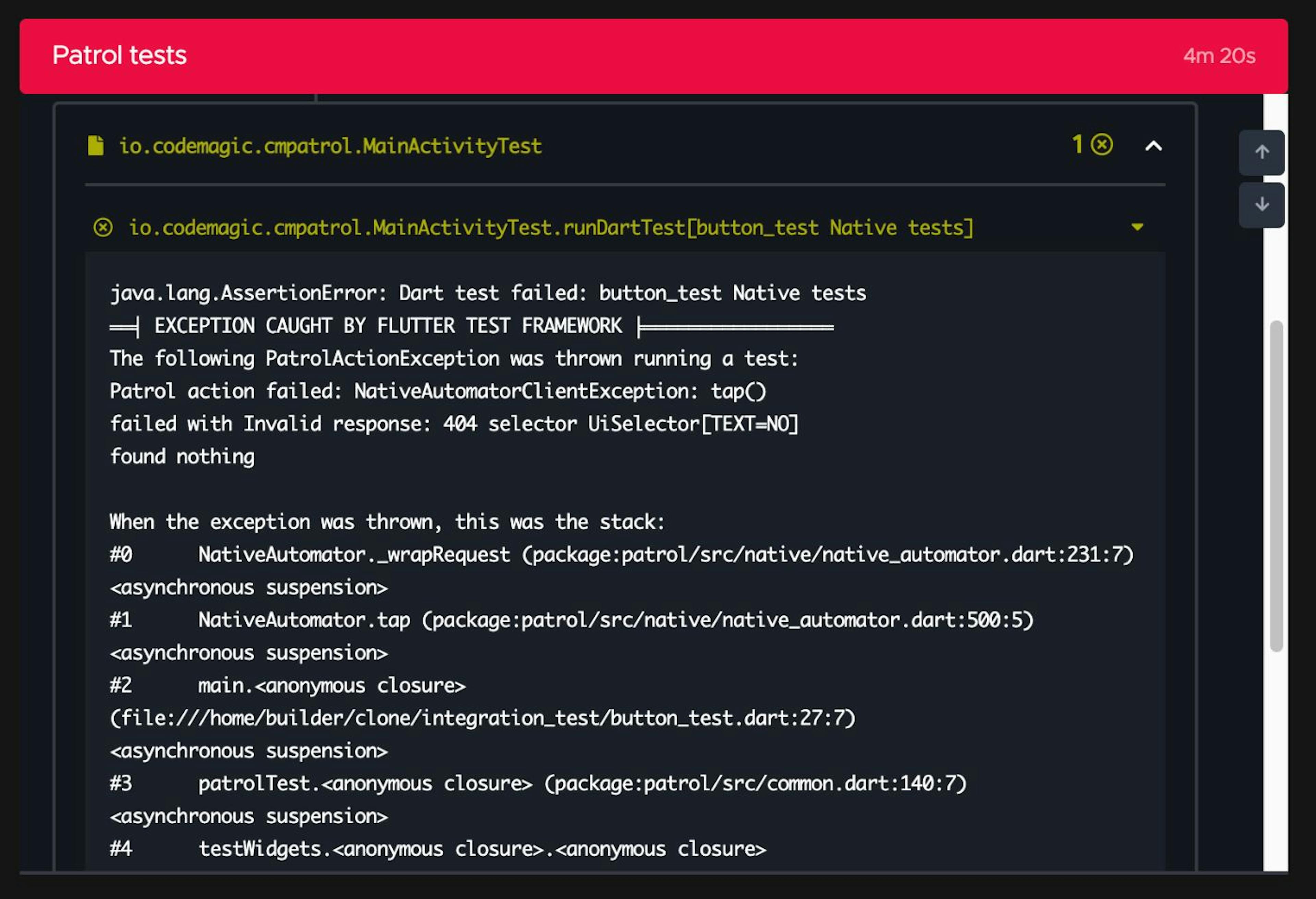 Failing JUnit XML test result in Codemagic build Log