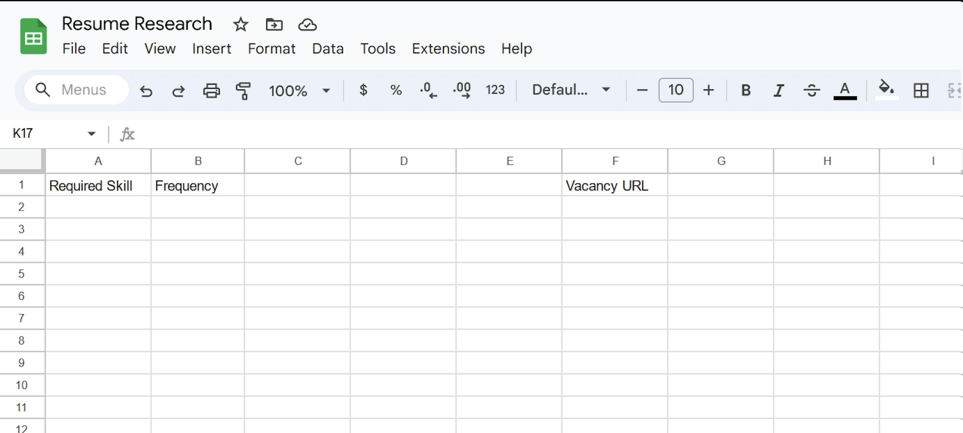 Research template example