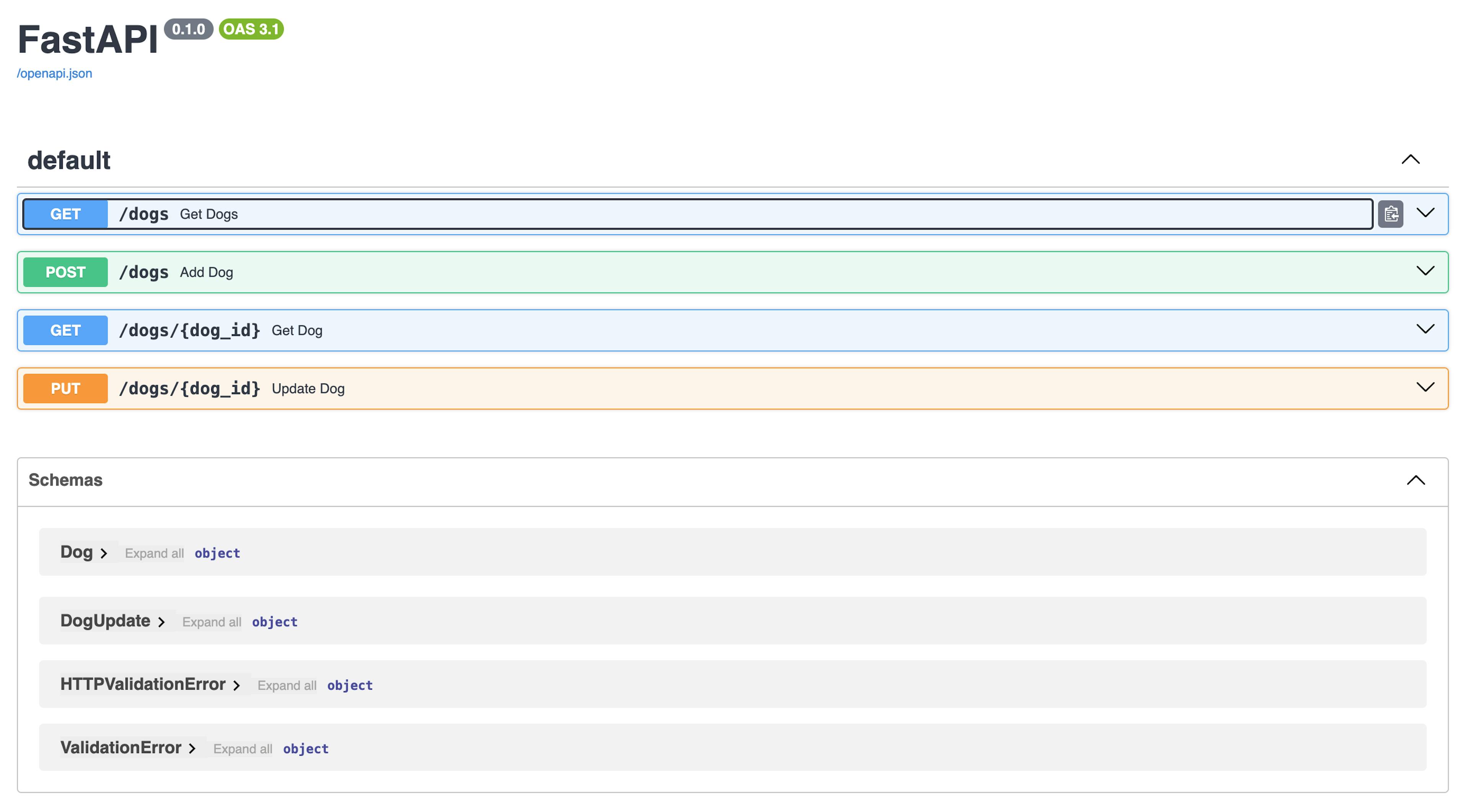 OpenAPI spec generated with FastAPI and Pydantic