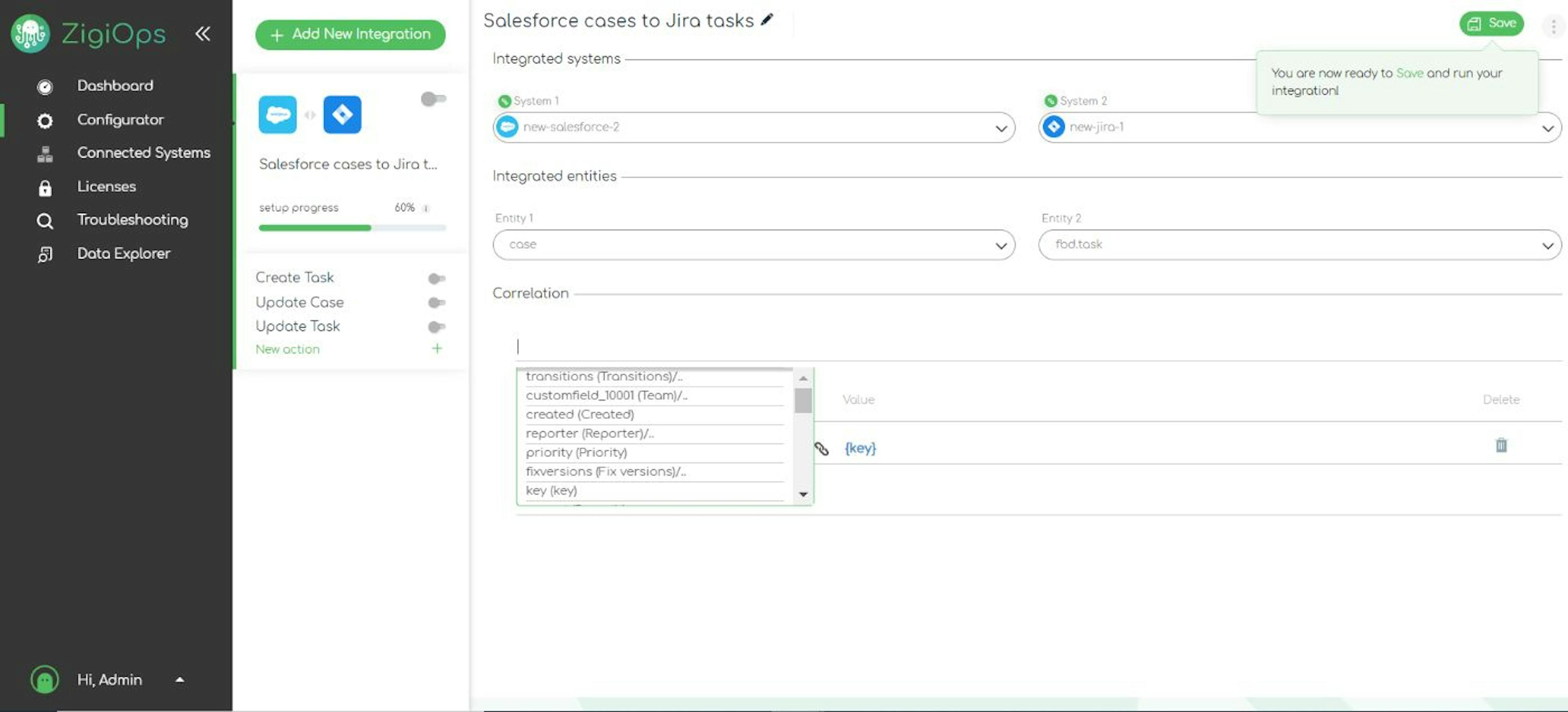 Easily set correlation between the entities of your integration for back sync and updates