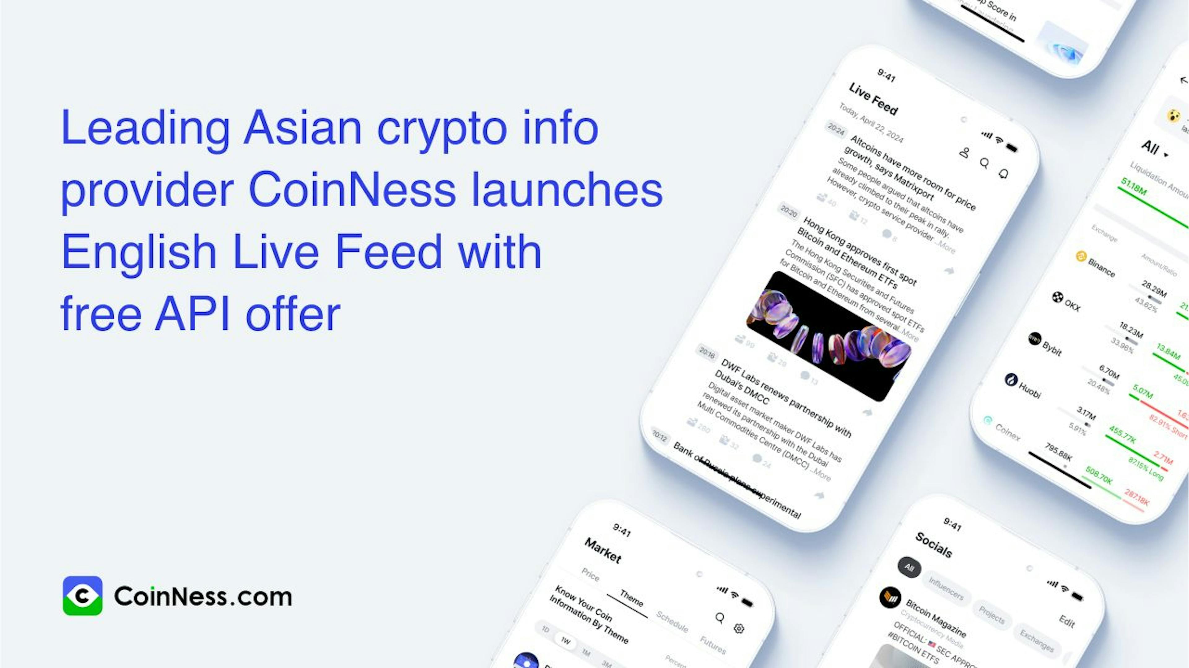 featured image - Leading Asian Crypto Info Provider CoinNess launches English Live Feed With Free API Offer