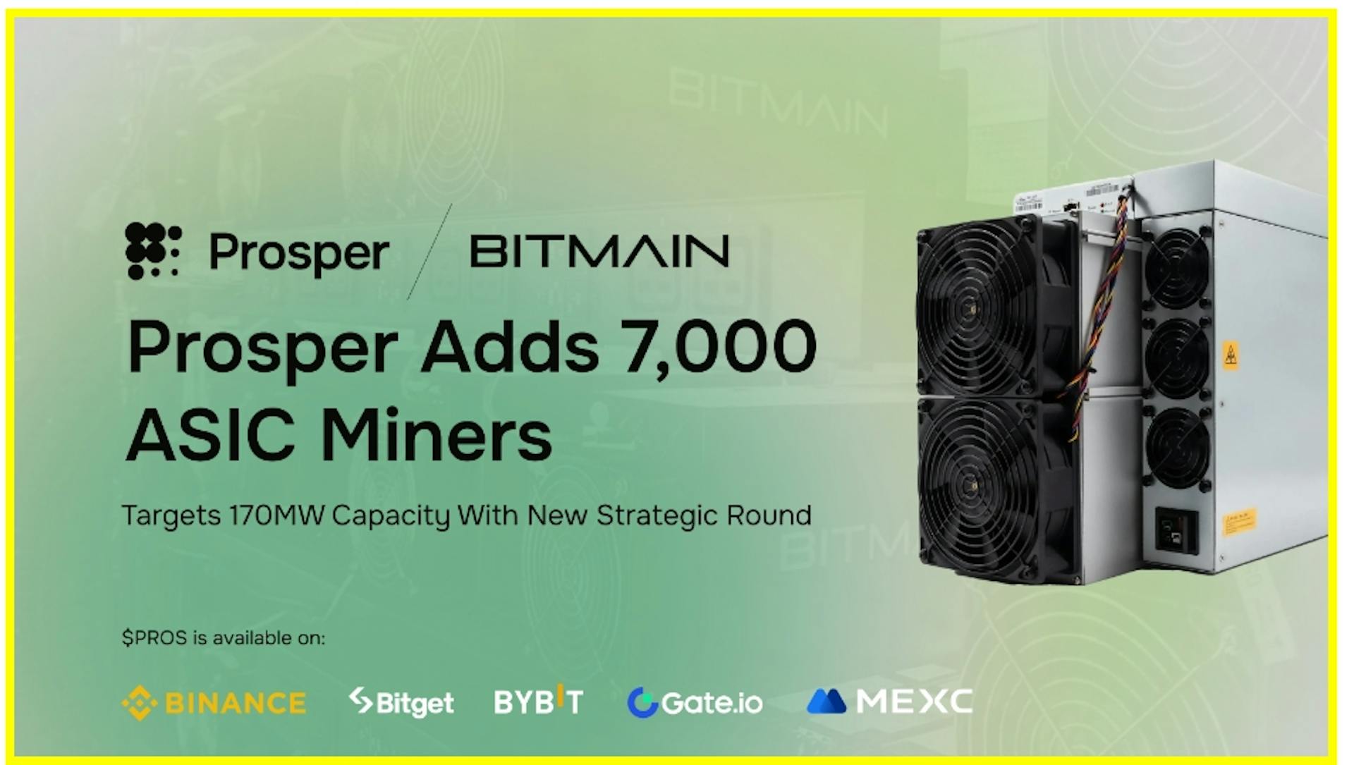 featured image - Prosper Adds 7,000 More ASIC Miners from BITMAIN To Drive Tokenization Of Hashrate As Omnichain RWA