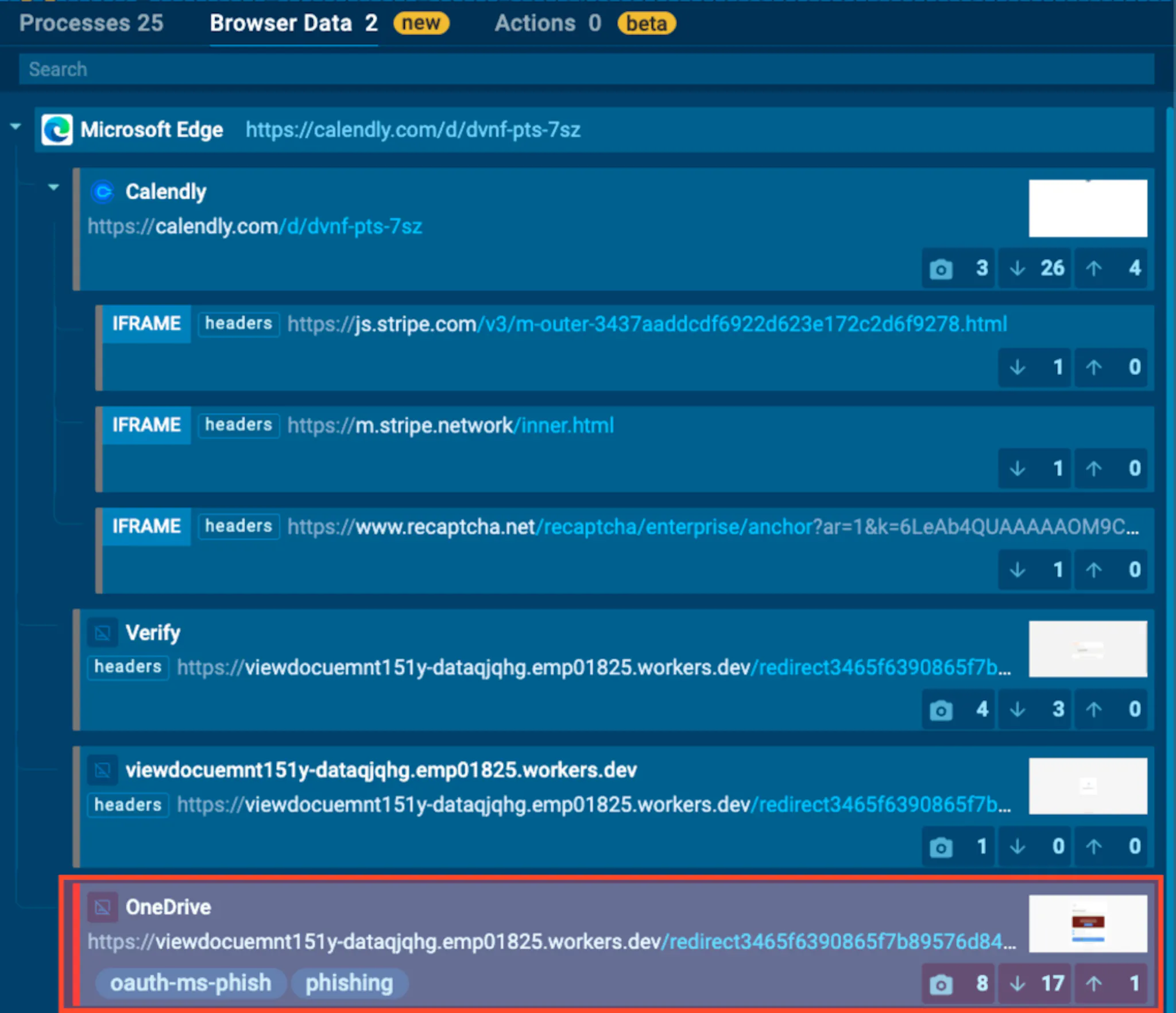 In-browser data investigation panel inside the interactive sandbox 