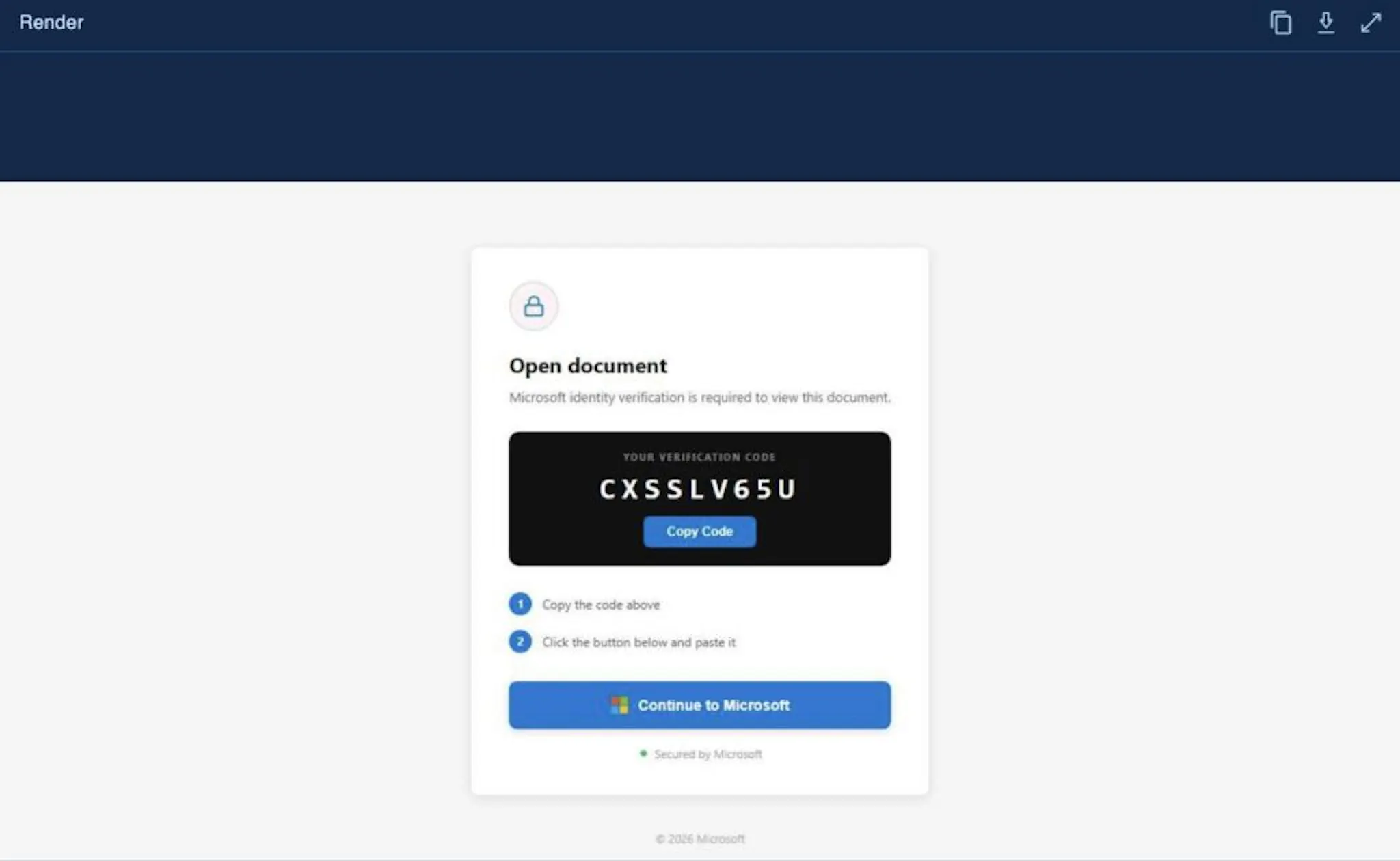 Render of the page