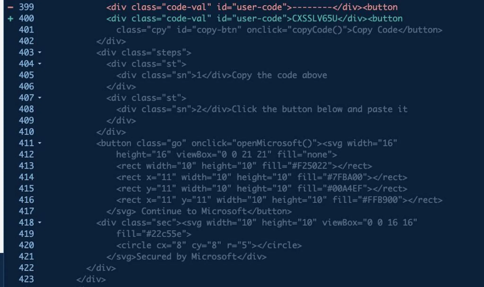 Check line changes to see the codes added and removed 