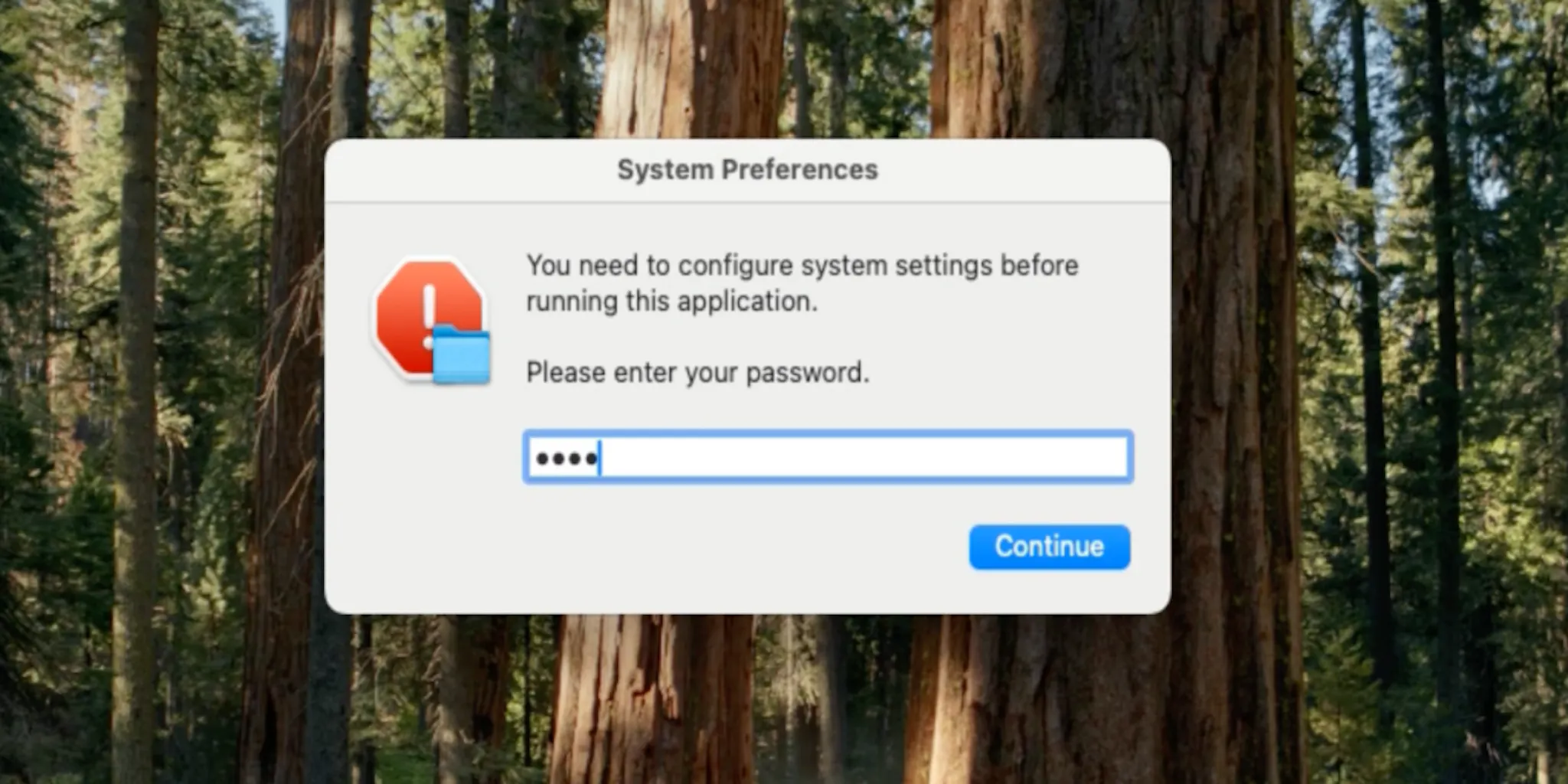 Legitimate-looking window with macOS system message demonstrated inside ANY.RUN sandbox