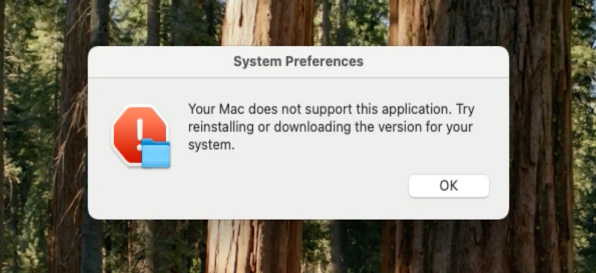Fake error message to hide malicious activity